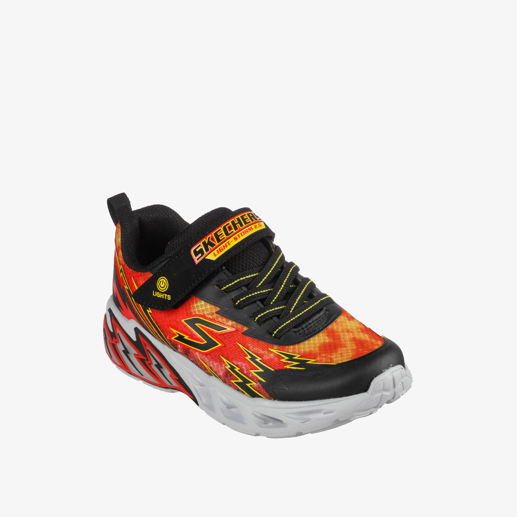 Skechers Kids Printed Light Up Hook & Loop Cushioned Sole Trainer Shoes-boys-shoes-sneakers-image-1