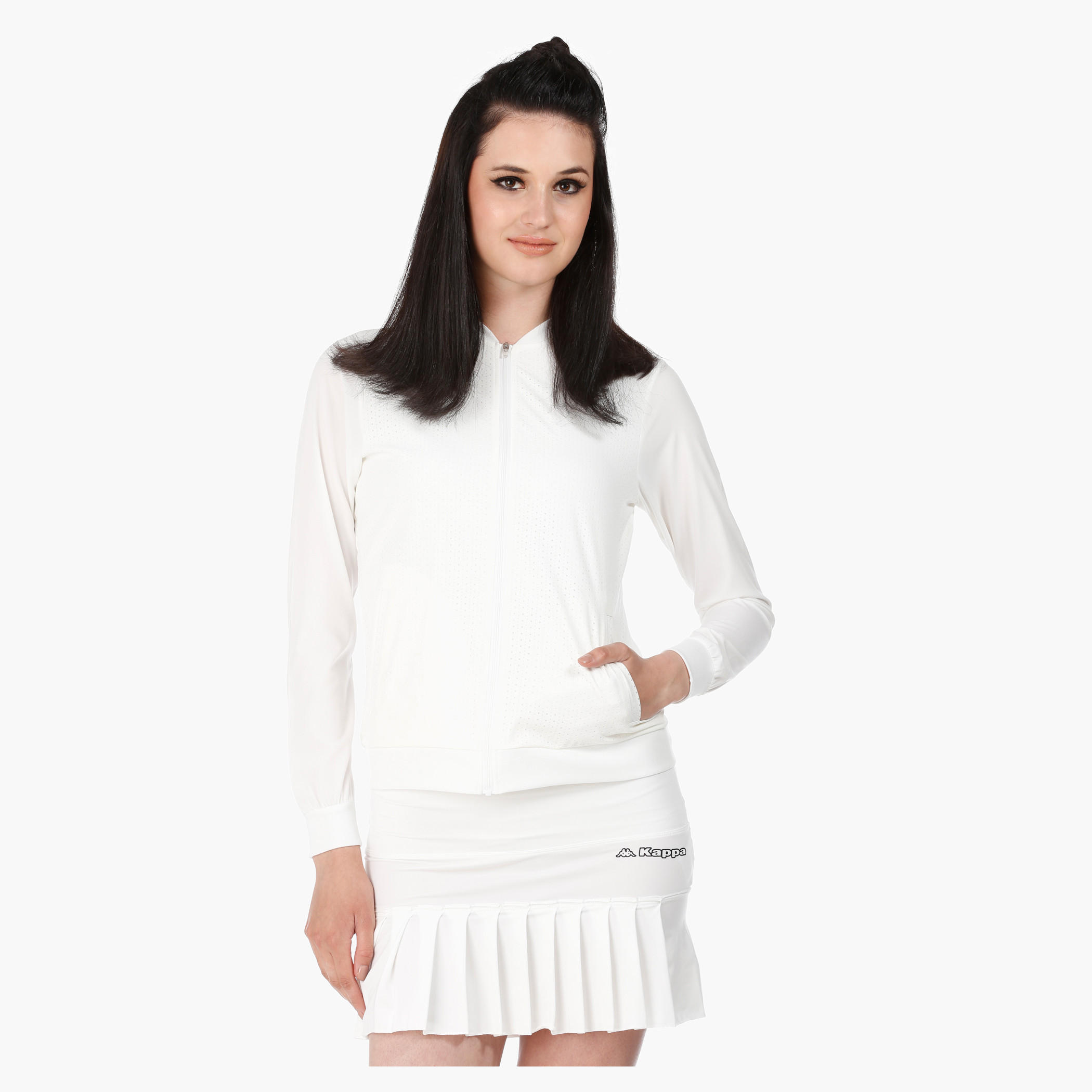 Kappa Jacket with Perforated Overlay Fabric-women-winterwear-hoodiesandsweatshirts-sweatshirts-image-1