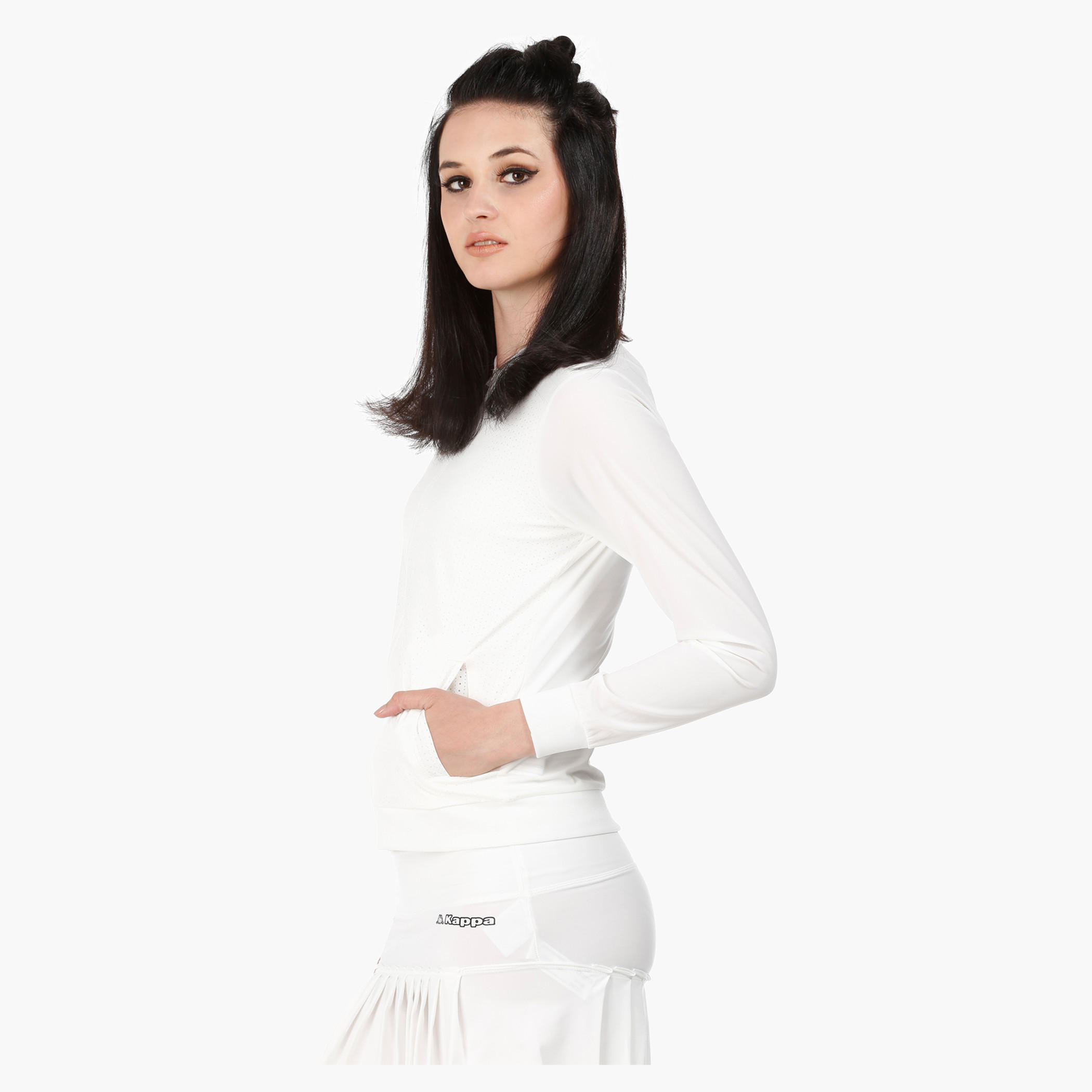 Kappa Jacket with Perforated Overlay Fabric-women-winterwear-hoodiesandsweatshirts-sweatshirts-image-3