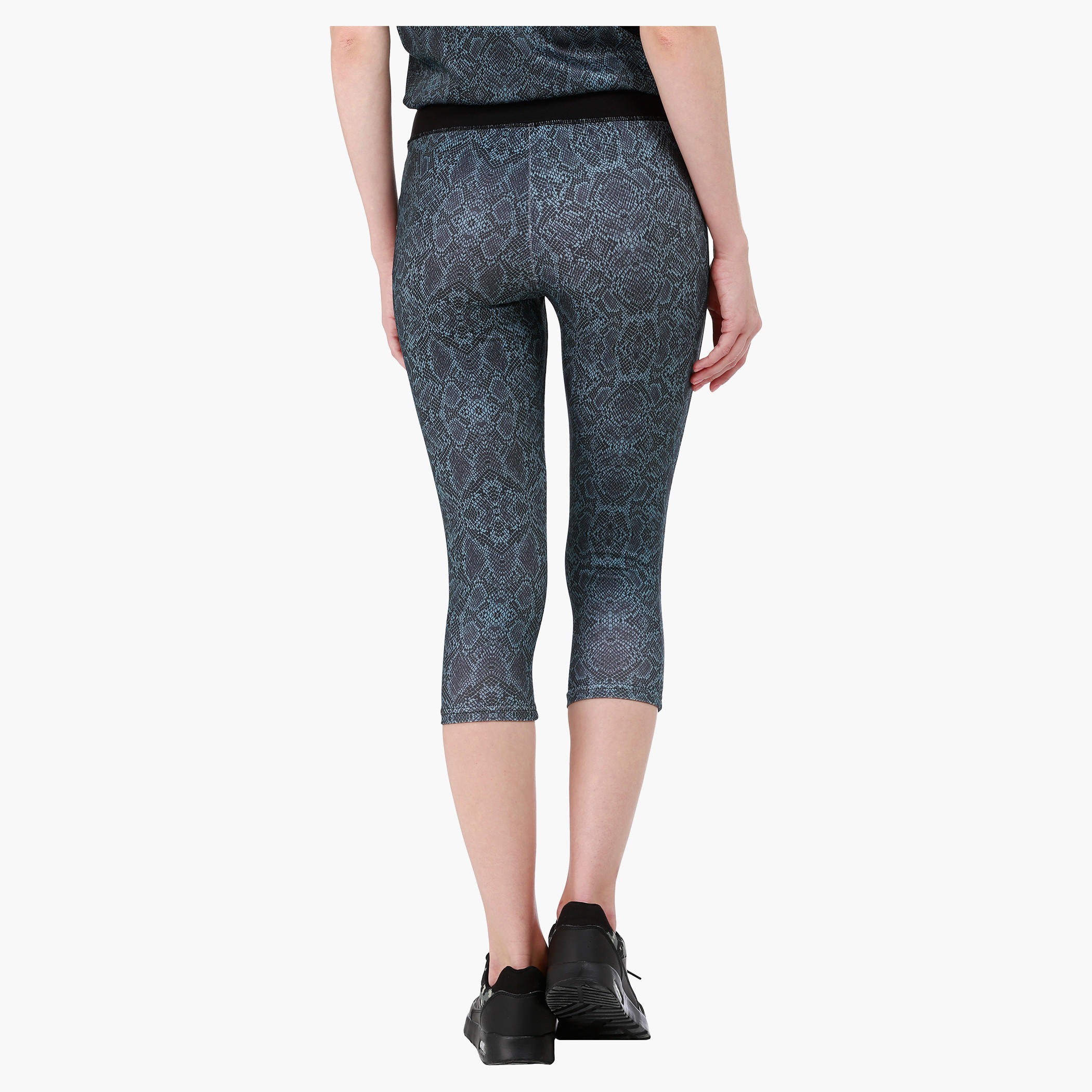 Kappa Printed Technical Tights with Contrast Waist in Regular Fit-women-clothing-sportswearandactivewear-bottoms-image-2