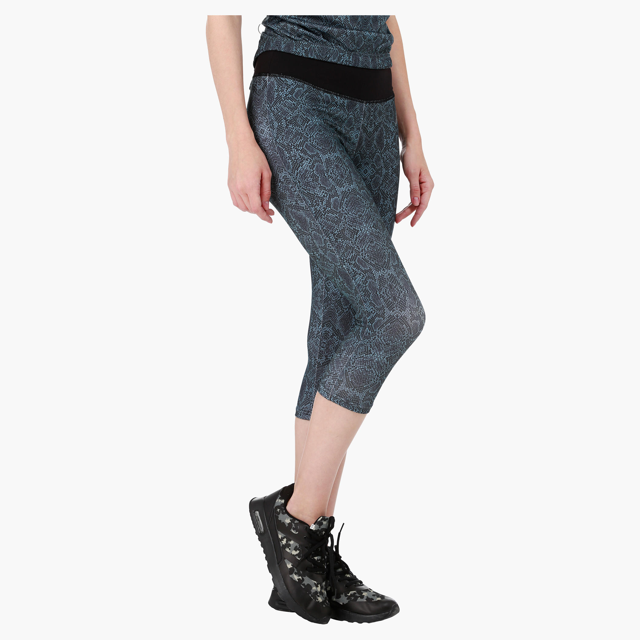 Kappa Printed Technical Tights with Contrast Waist in Regular Fit-women-clothing-sportswearandactivewear-bottoms-image-3