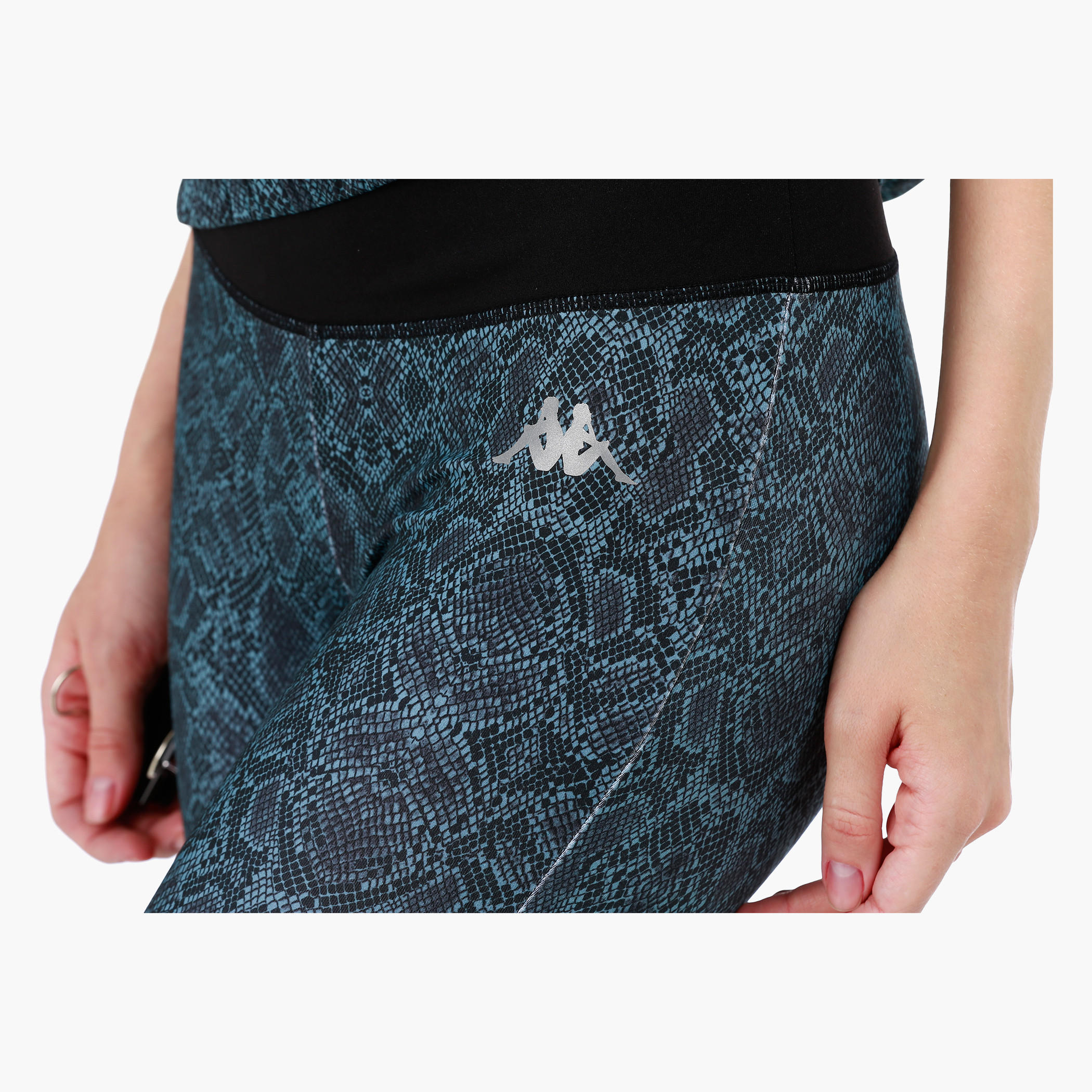 Kappa Printed Technical Tights with Contrast Waist in Regular Fit-women-clothing-sportswearandactivewear-bottoms-image-4