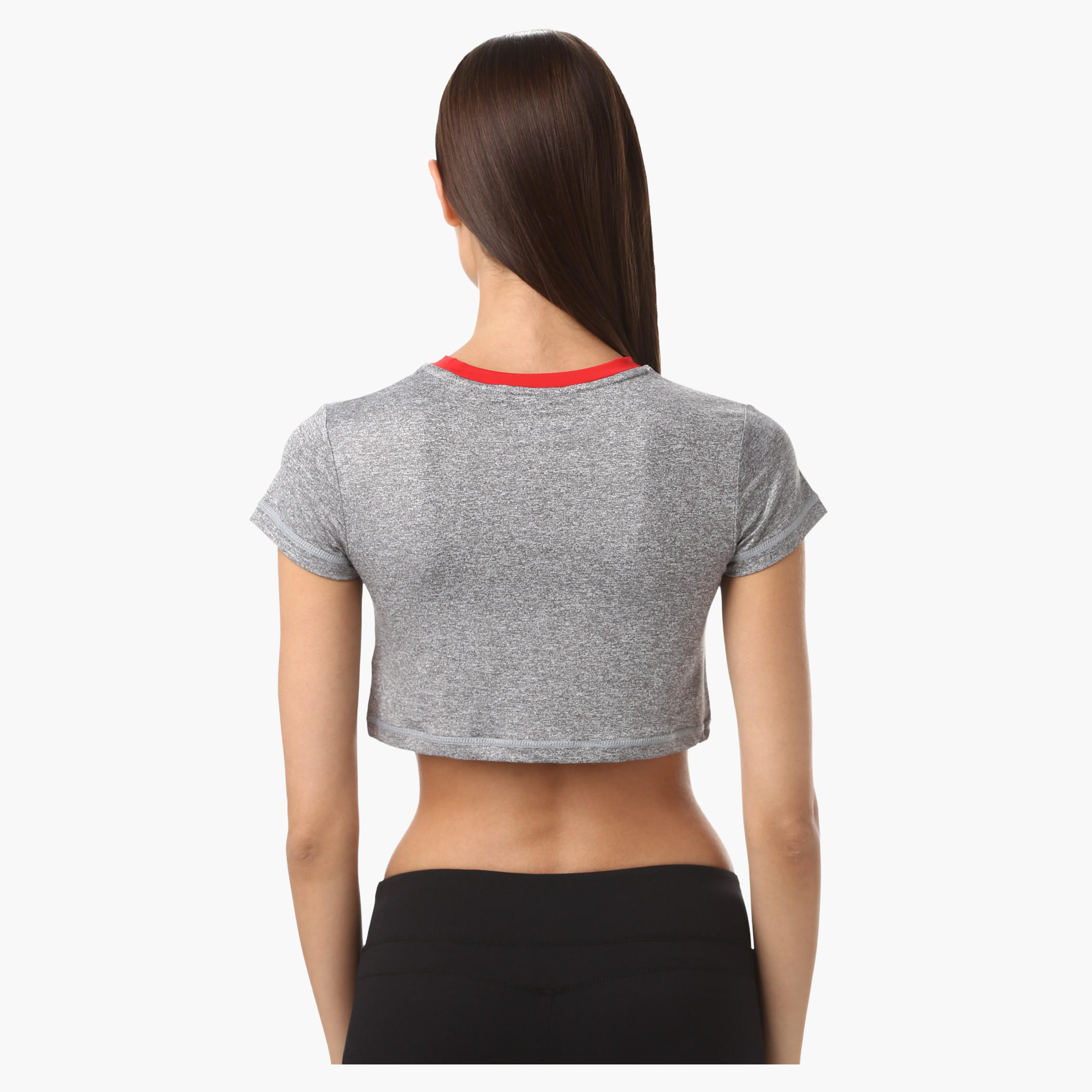 Kappa Crop Top with Round and Contrast Ribbed Neck in Regular Fit-women-clothing-sportswearandactivewear-tshirtsandvests-image-2