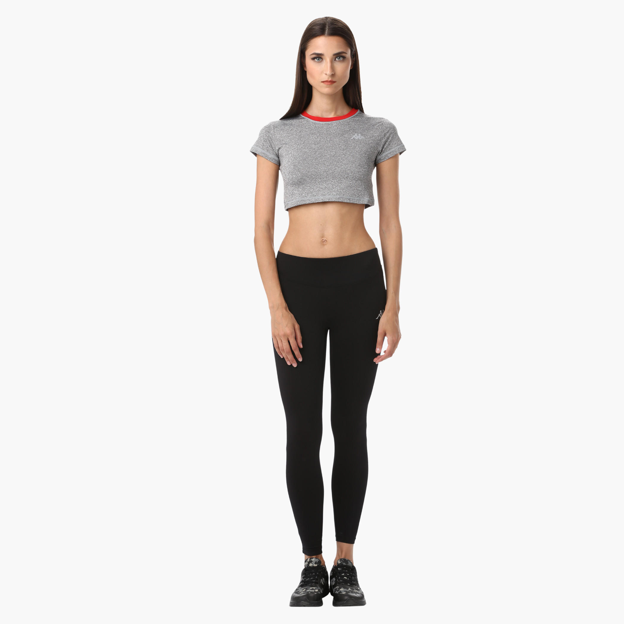 Kappa Crop Top with Round and Contrast Ribbed Neck in Regular Fit-women-clothing-sportswearandactivewear-tshirtsandvests-image-5