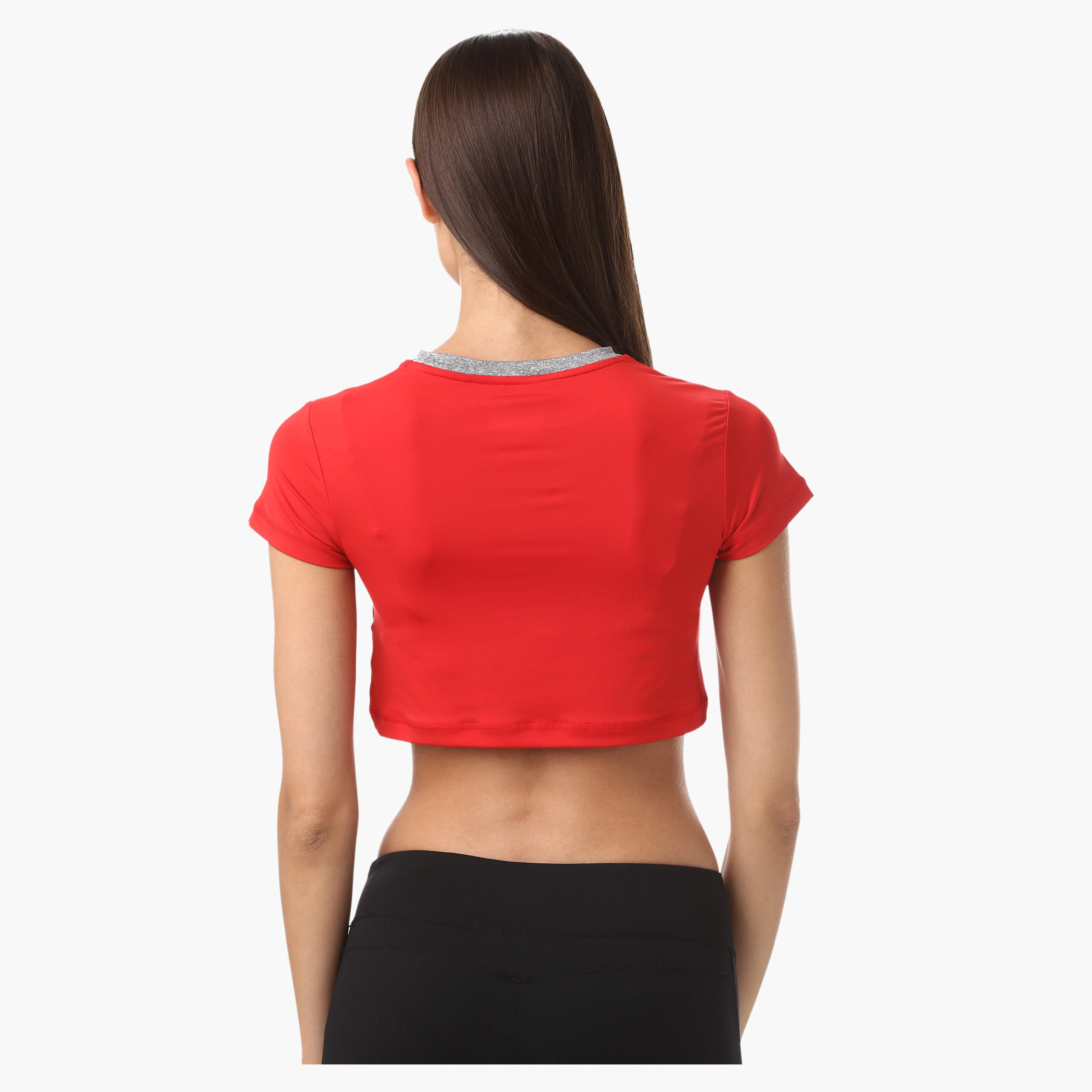 Kappa Crop Top with Round and Contrast Ribbed Neck in Regular Fit-women-clothing-sportswearandactivewear-tshirtsandvests-image-7
