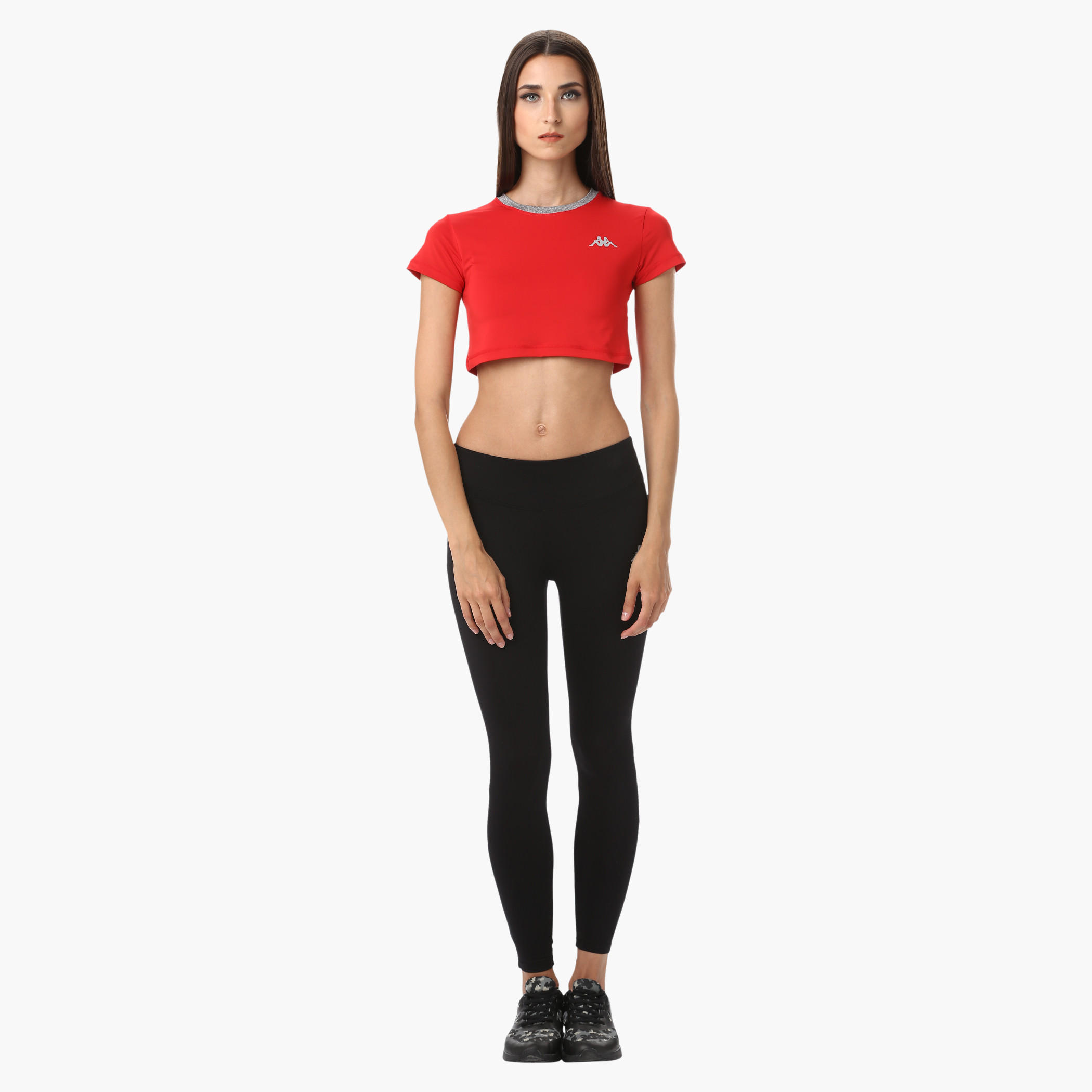 Kappa Crop Top with Round and Contrast Ribbed Neck in Regular Fit-women-clothing-sportswearandactivewear-tshirtsandvests-image-10