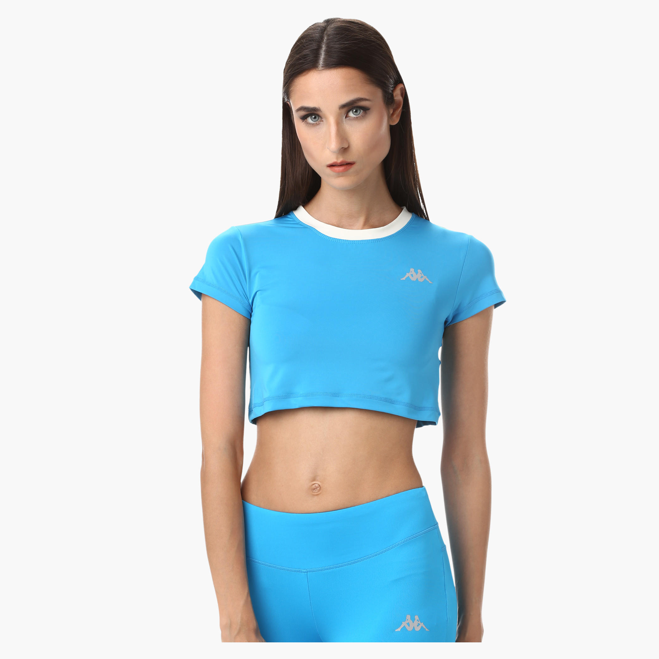 Kappa Crop Top with Round and Contrast Ribbed Neck in Regular Fit-women-clothing-sportswearandactivewear-tshirtsandvests-image-11