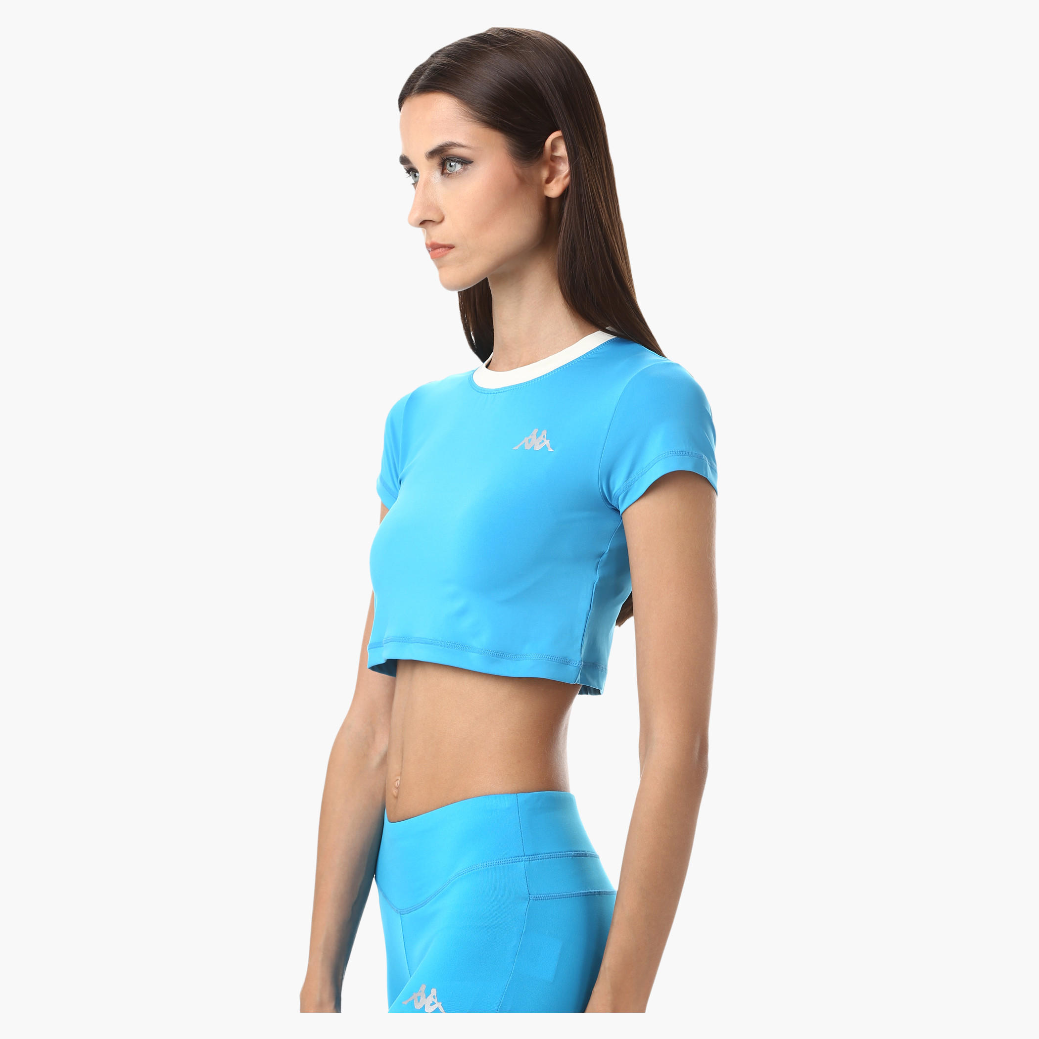 Kappa Crop Top with Round and Contrast Ribbed Neck in Regular Fit-women-clothing-sportswearandactivewear-tshirtsandvests-image-13