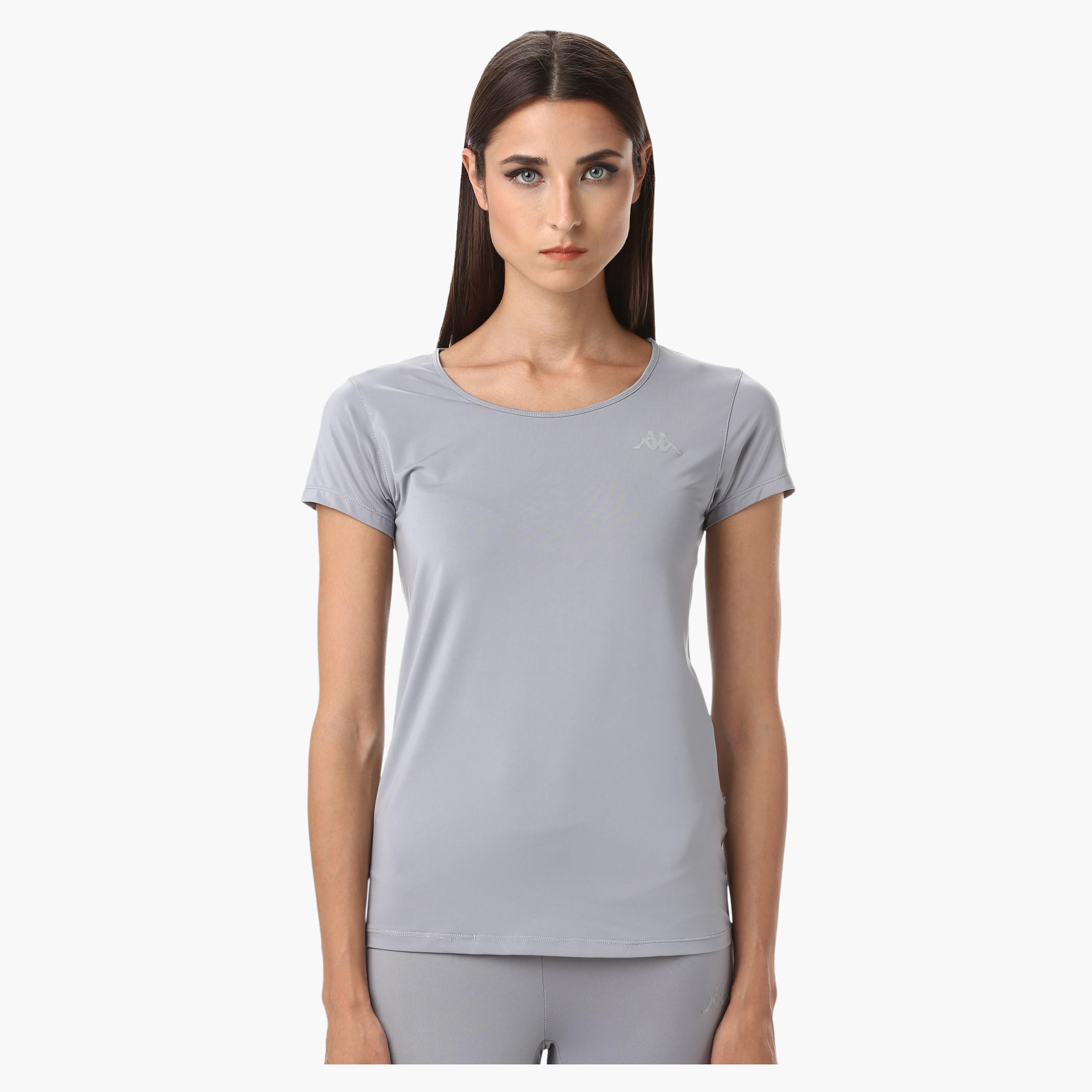 Kappa Round Neck T-Shirt with Jacquard Mesh at the Back and Short Sleeves in Regular Fit-women-clothing-sportswearandactivewear-tshirtsandvests-image-1