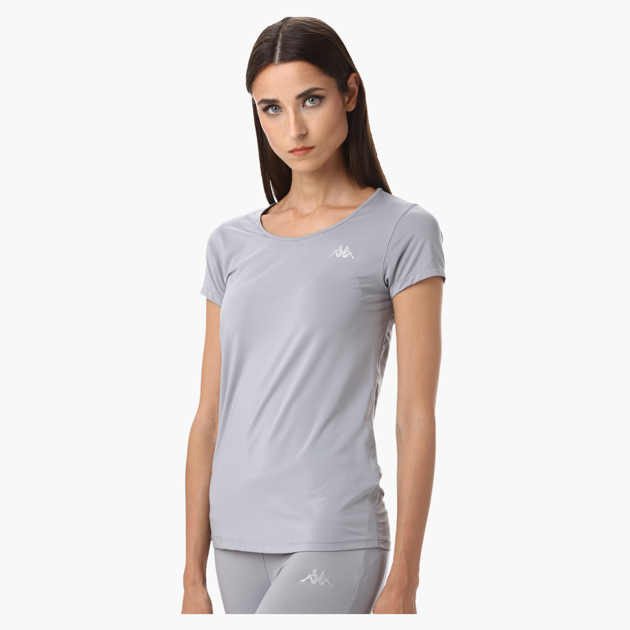 Kappa Round Neck T-Shirt with Jacquard Mesh at the Back and Short Sleeves in Regular Fit-women-clothing-sportswearandactivewear-tshirtsandvests-image-3
