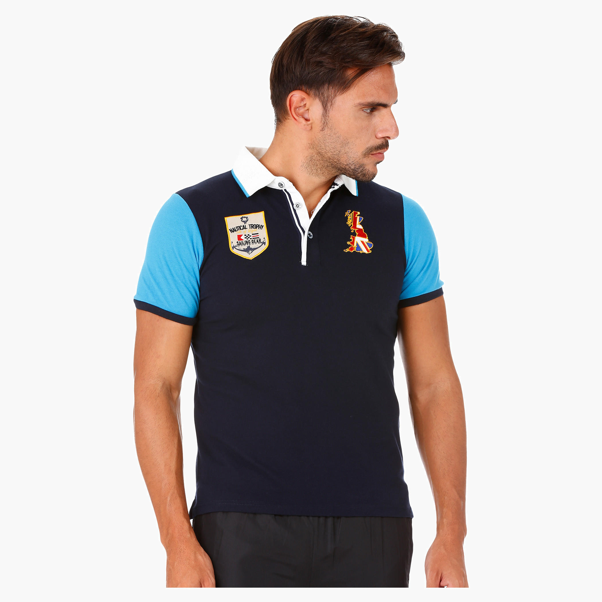 Kappa Polo Neck T-Shirt with Colour-block and Badges-men-clothing-sportswearandactivewear-tshirtsandpolos-image-1