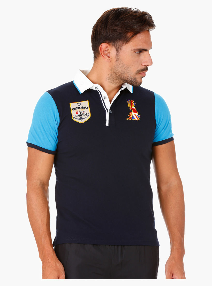 Kappa Polo Neck T-Shirt with Colour-block and Badges-men-clothing-sportswearandactivewear-tshirtsandpolos-image-1