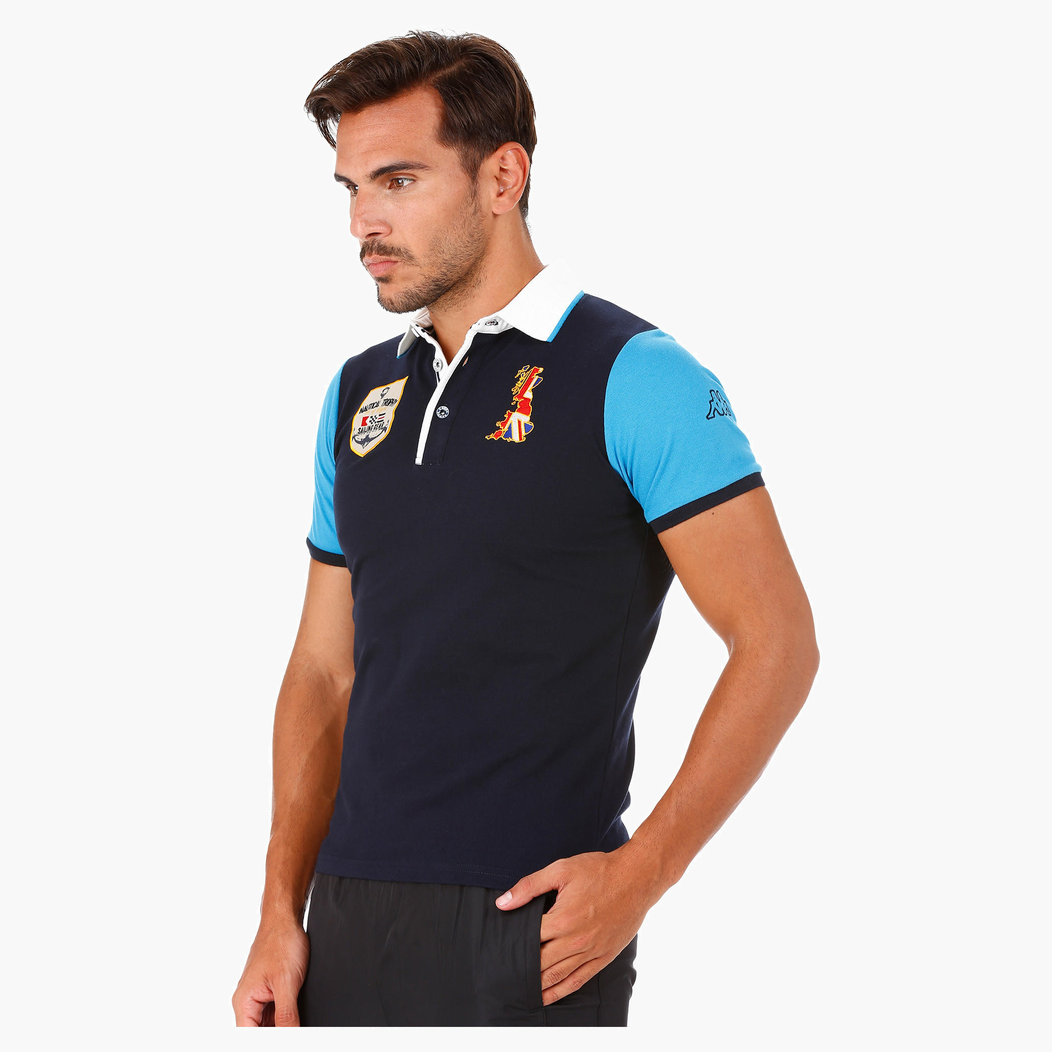 Kappa Polo Neck T-Shirt with Colour-block and Badges-men-clothing-sportswearandactivewear-tshirtsandpolos-image-3