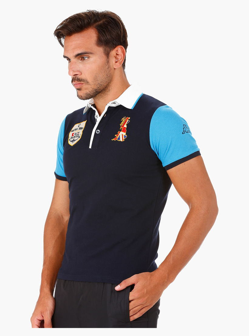 Kappa Polo Neck T-Shirt with Colour-block and Badges-men-clothing-sportswearandactivewear-tshirtsandpolos-image-3