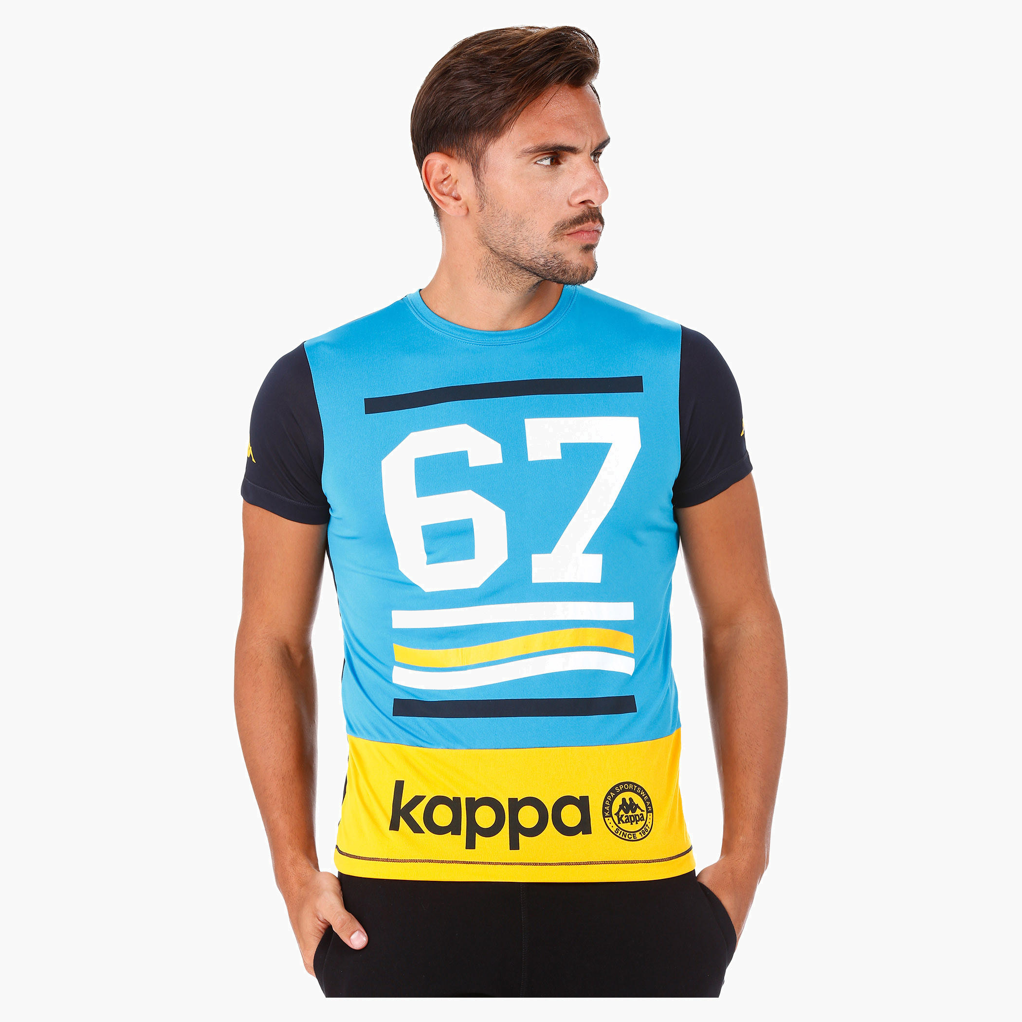 Kappa Contrast Cut and Sew T-Shirt in Short Sleeves-men-clothing-sportswearandactivewear-tshirtsandpolos-image-1