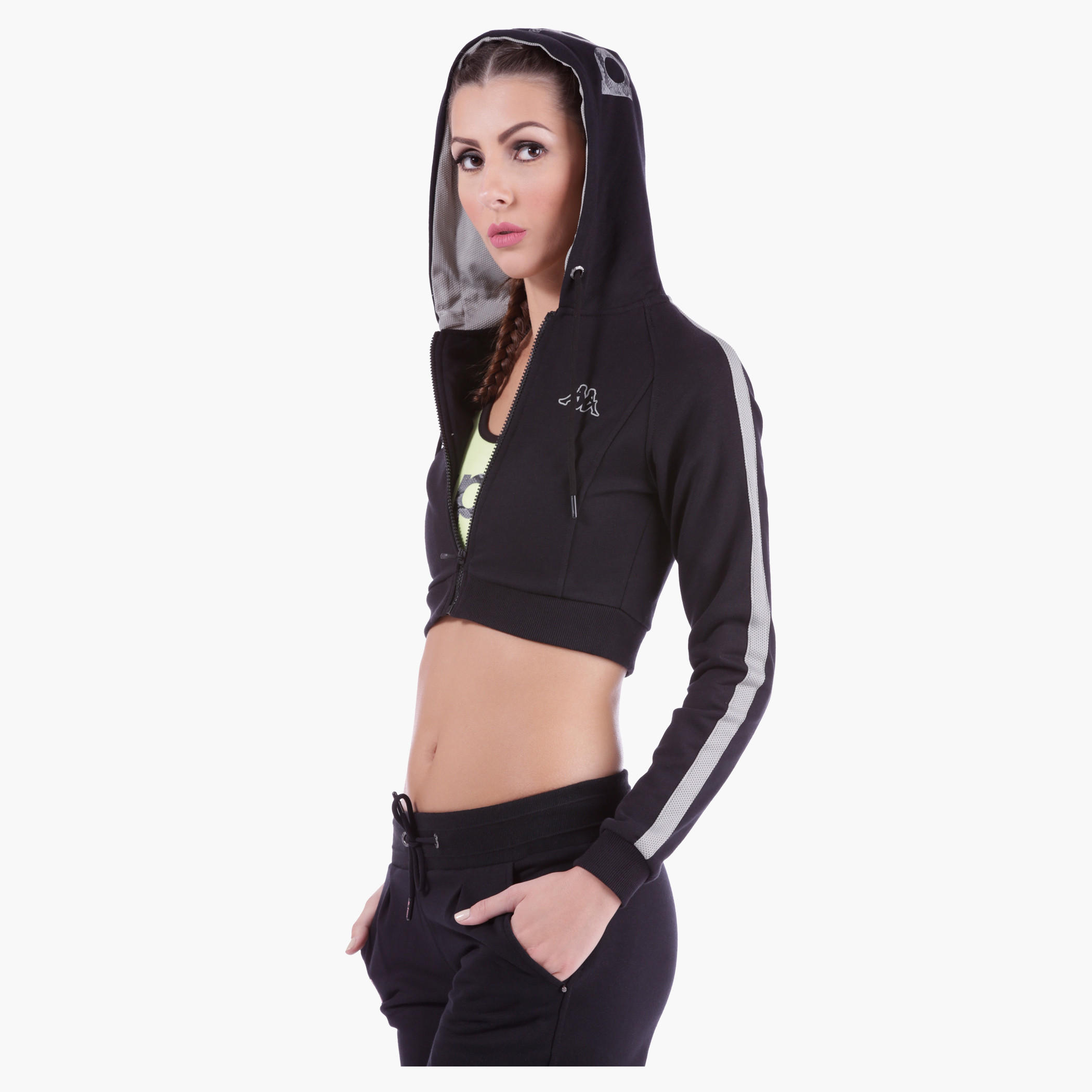 Kappa Cropped Jacket with Print and Hood in Regular Fit-women-clothing-sportswearandactivewear-hoodiesandsweatshirts-image-3