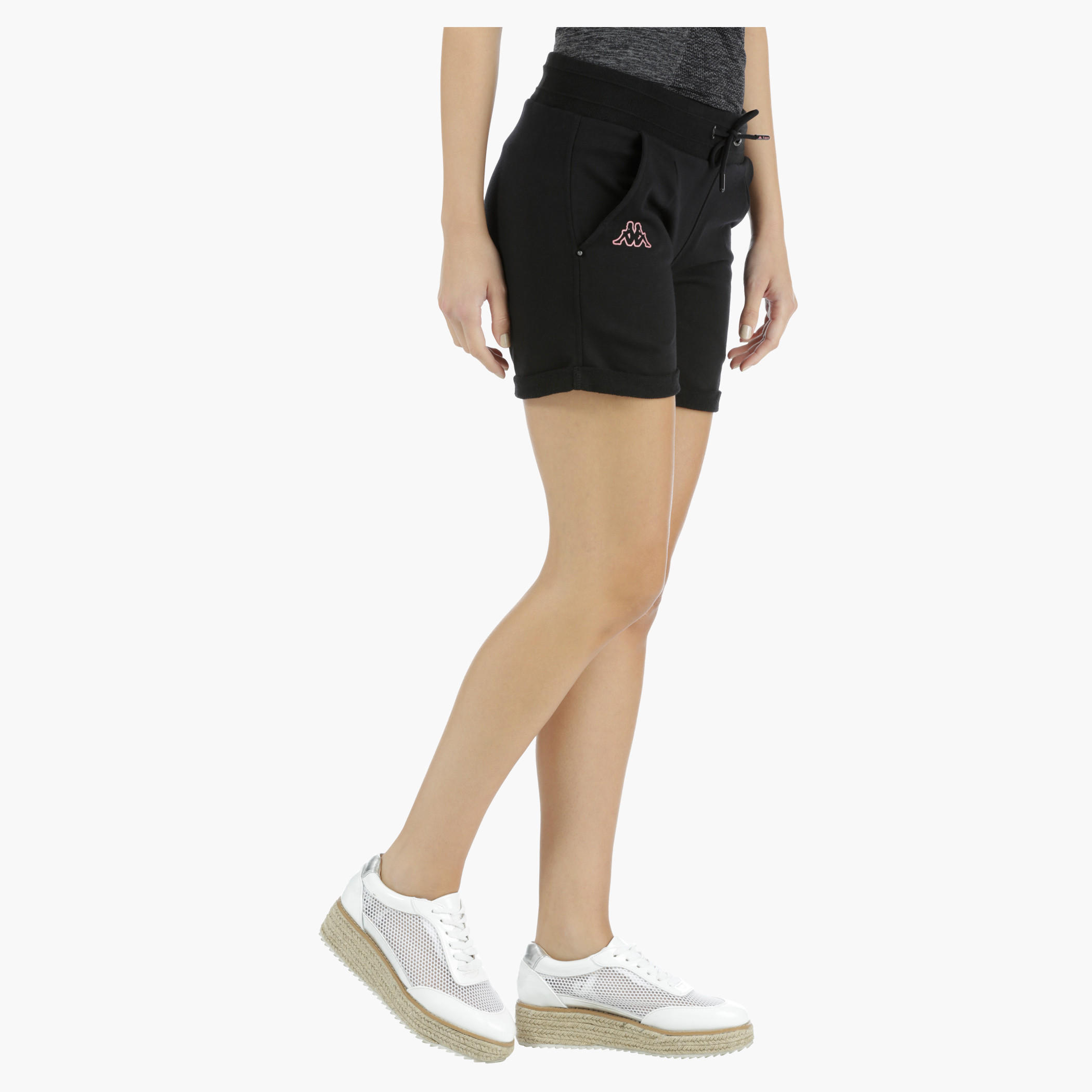 Kappa Embroidered Jog Shorts with Folded Hems in Regular Fit-women-clothing-sportswearandactivewear-bottoms-image-3