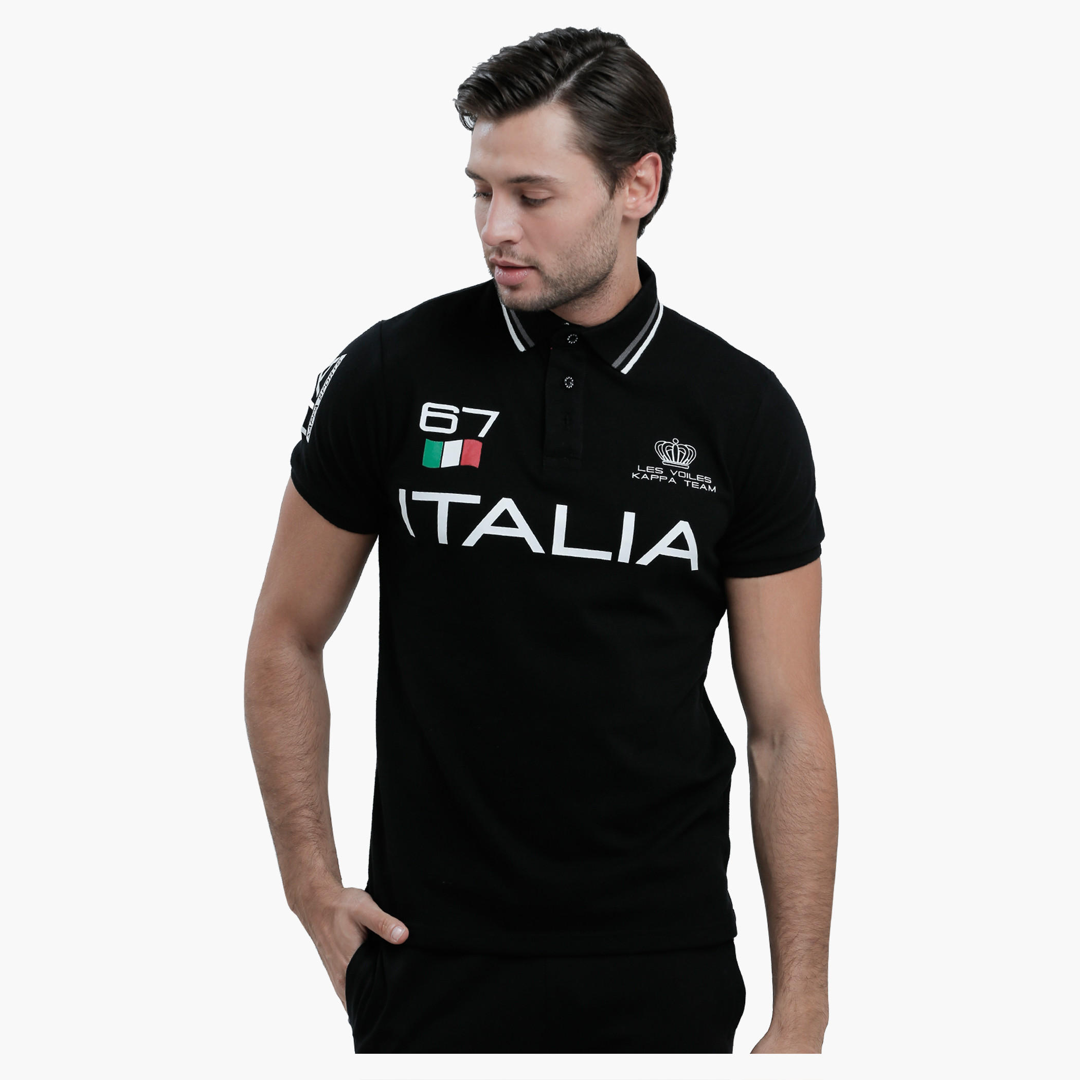 Kappa Printed Polo Neck T-Shirt with Short Sleeves-men-clothing-tshirtsandpolos-polos-image-1