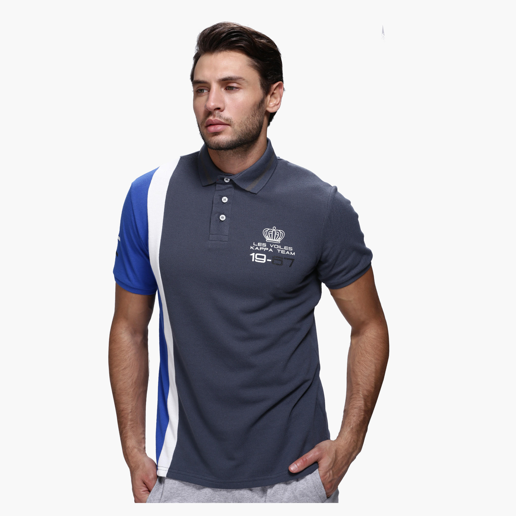Kappa Printed Polo Neck T-Shirt with Short Sleeves-men-clothing-tshirtsandpolos-polos-image-1