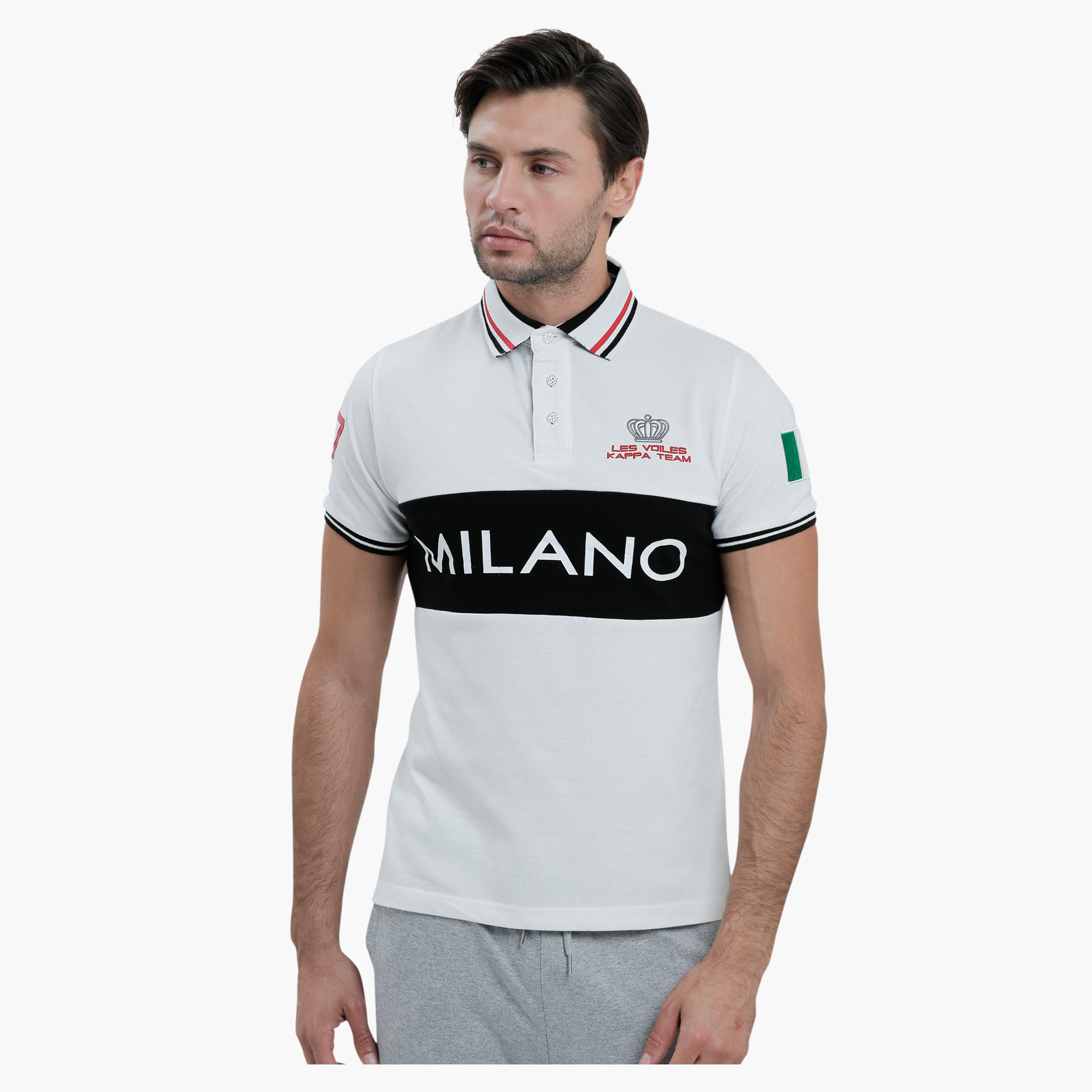 Kappa Printed Polo Neck T-Shirt with Short Sleeves-men-clothing-tshirtsandpolos-polos-image-1
