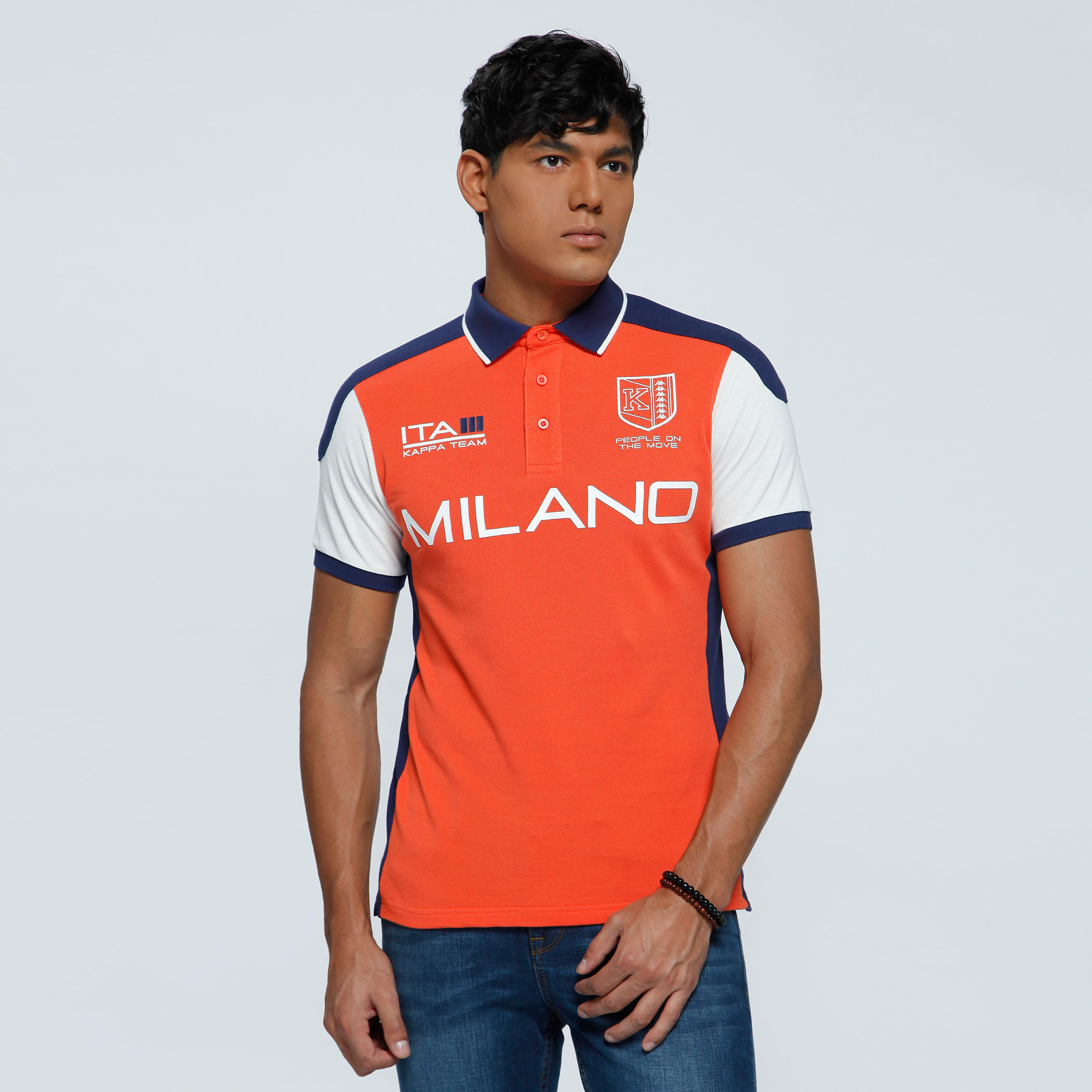 Kappa Printed T-Shirt with Polo Neck and Short Sleeves-men-clothing-tshirtsandpolos-polos-image-1