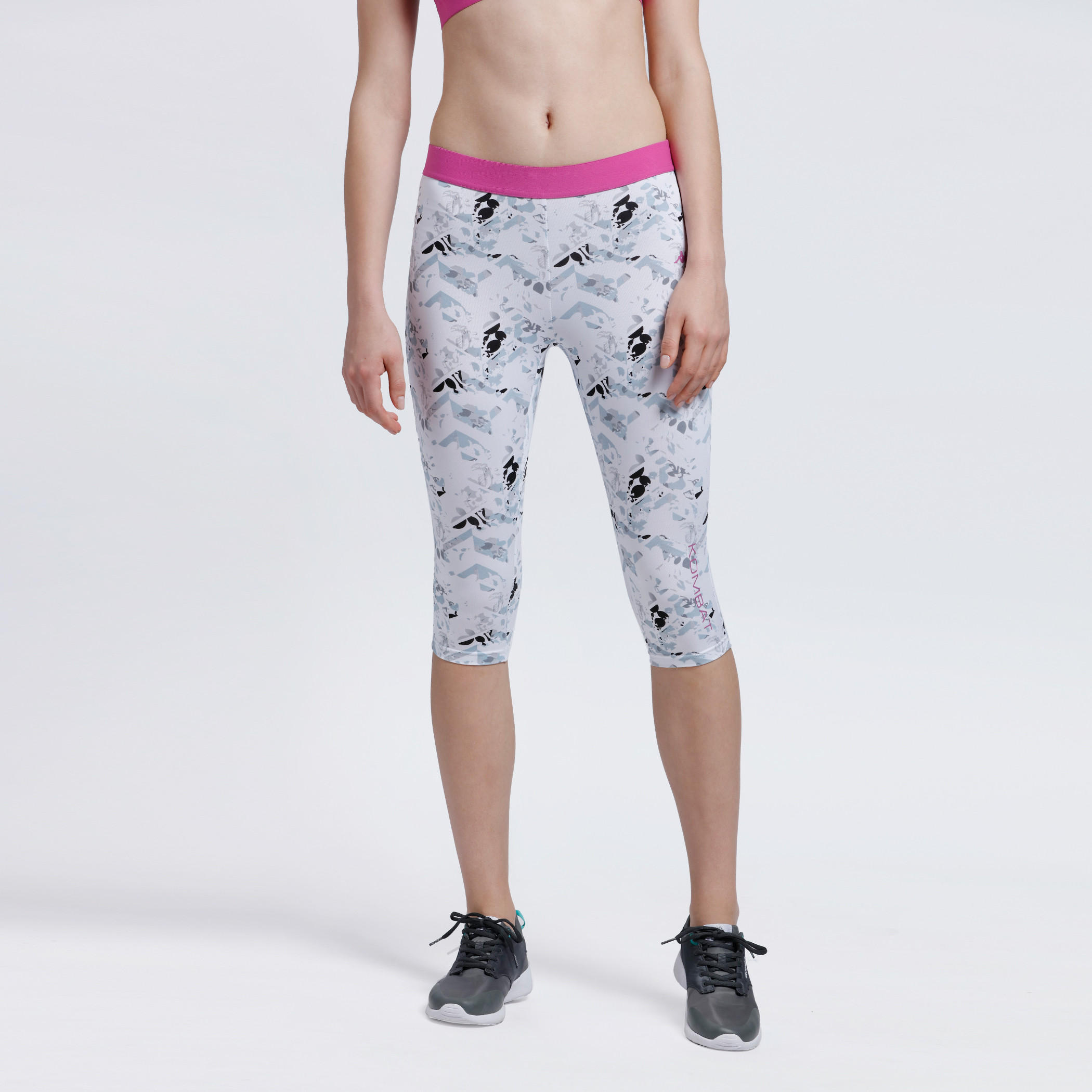 Kappa Printed 3/4 Length Leggings with Elasticised Waistband-women-clothing-sportswearandactivewear-bottoms-image-1