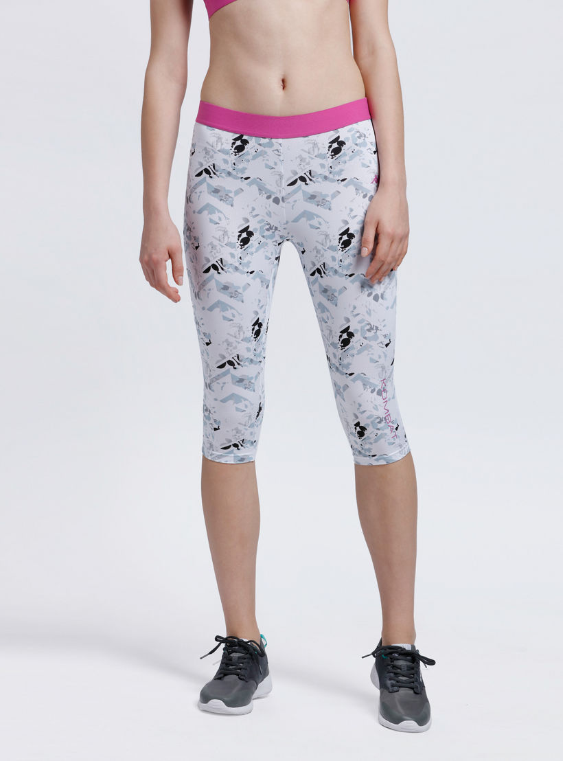 Kappa Printed 3/4 Length Leggings with Elasticised Waistband-women-clothing-sportswearandactivewear-bottoms-image-1