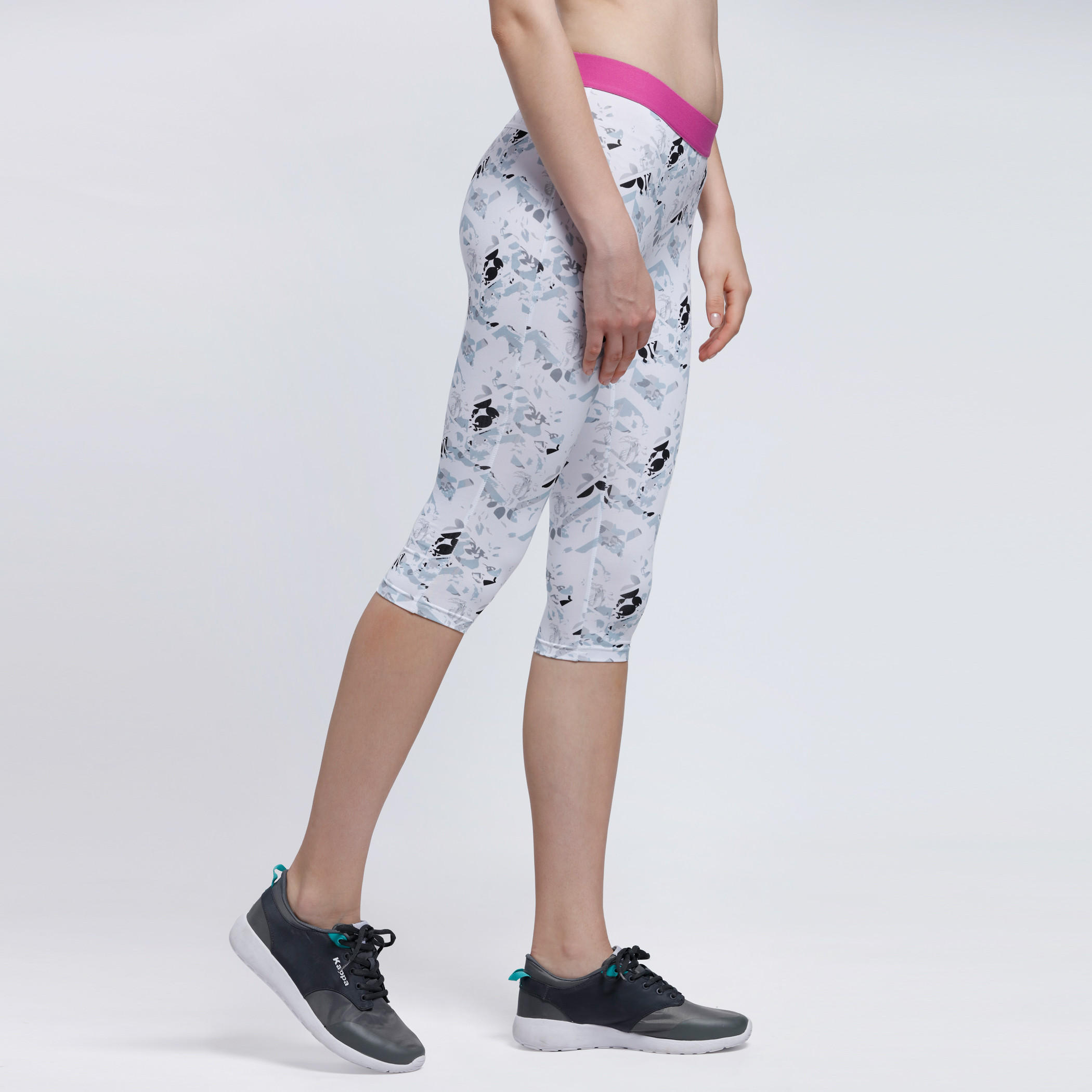 Kappa Printed 3/4 Length Leggings with Elasticised Waistband-women-clothing-sportswearandactivewear-bottoms-image-3