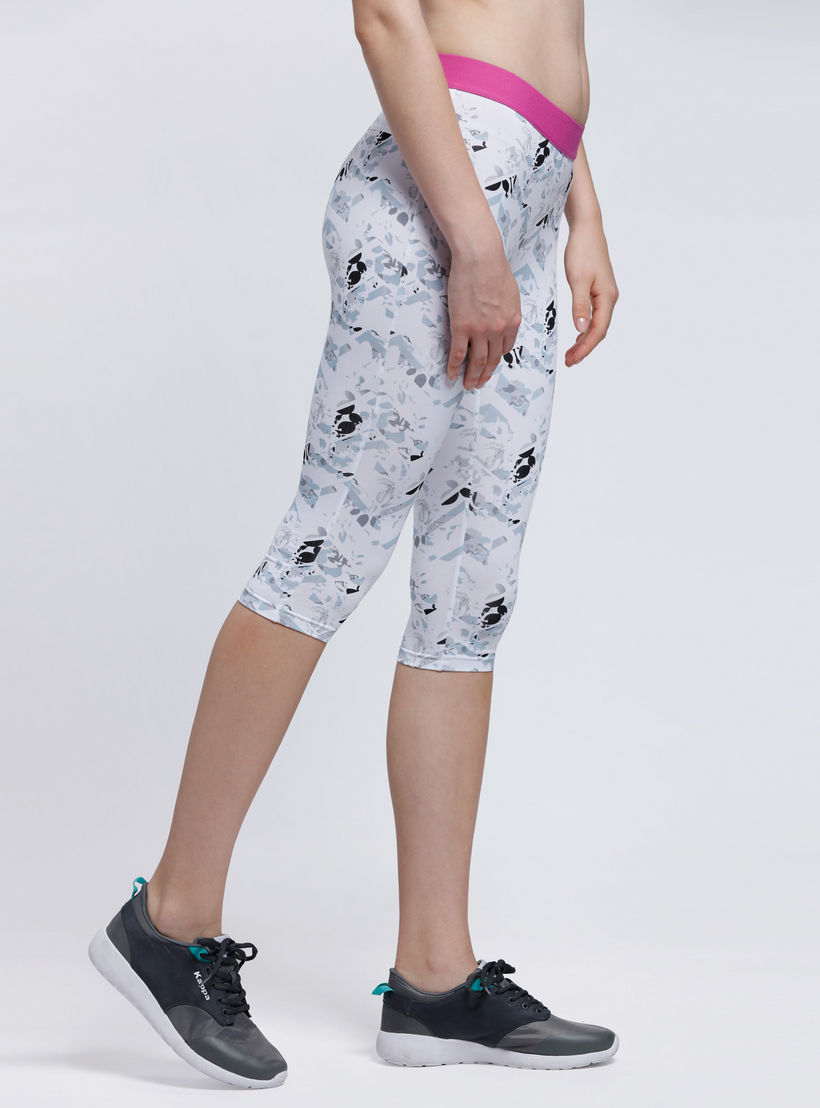 Kappa Printed 3/4 Length Leggings with Elasticised Waistband-women-clothing-sportswearandactivewear-bottoms-image-3