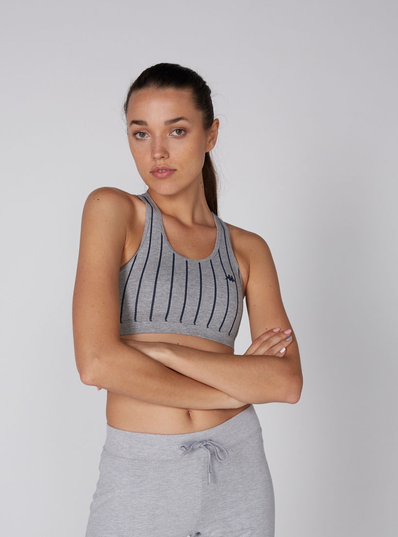 صدريّة رياضية مقلّمة بياقة عميقة من كابا-sports-women-clothing-sportsbras-image-1