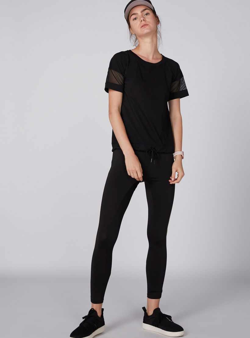 بنطال ليقنز طويل بخصر مطّاطي ورباط من كابا-women-clothing-bottoms-leggings-image-4
