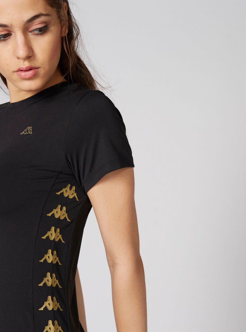 Kappa Round Neck T-Shirt with Short Sleeves and Tape Detail-women-clothing-tshirts-image-5
