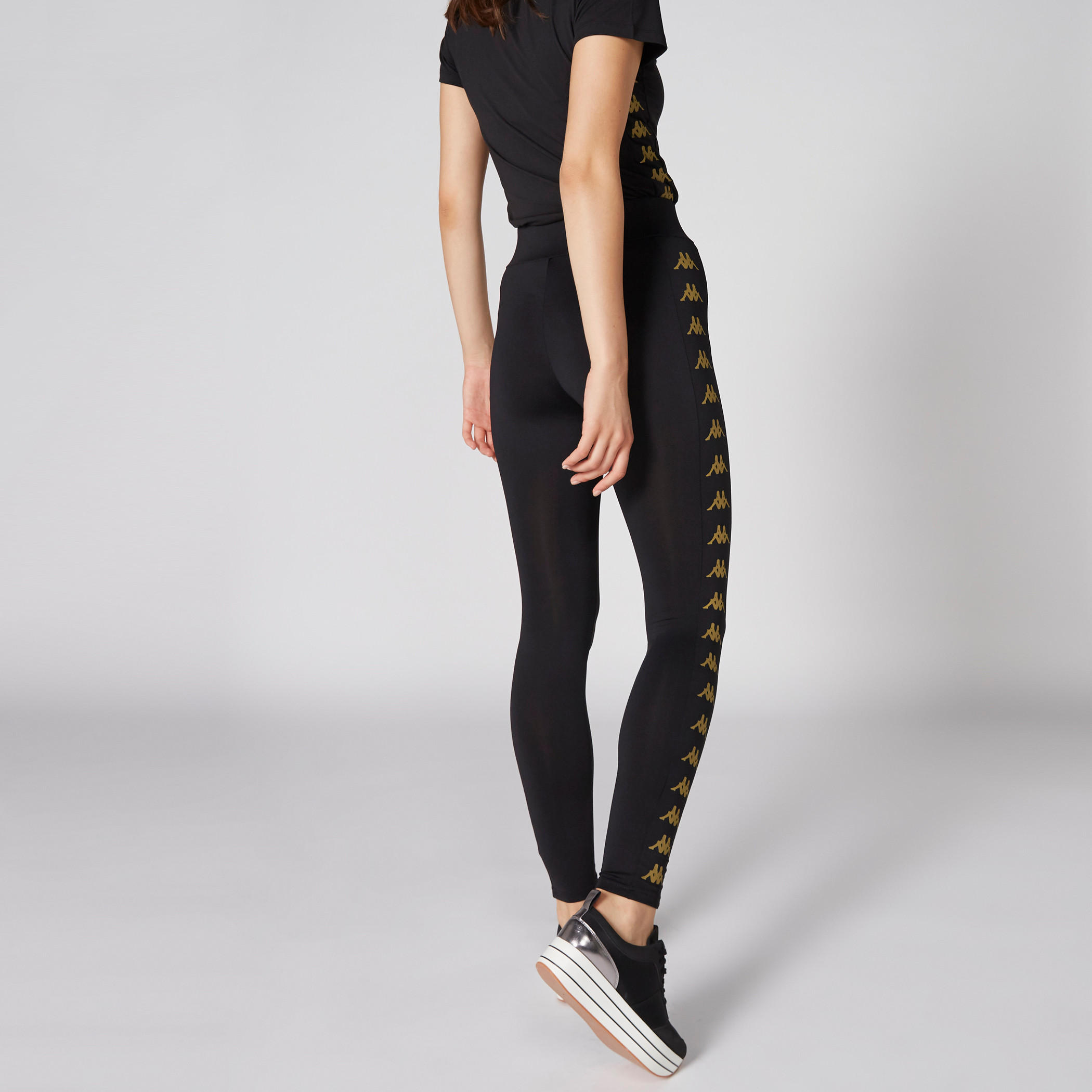 بنطال طويل بخصر مطّاطي مزيّن بشريطة من كابا-women-clothing-bottoms-leggings-image-2