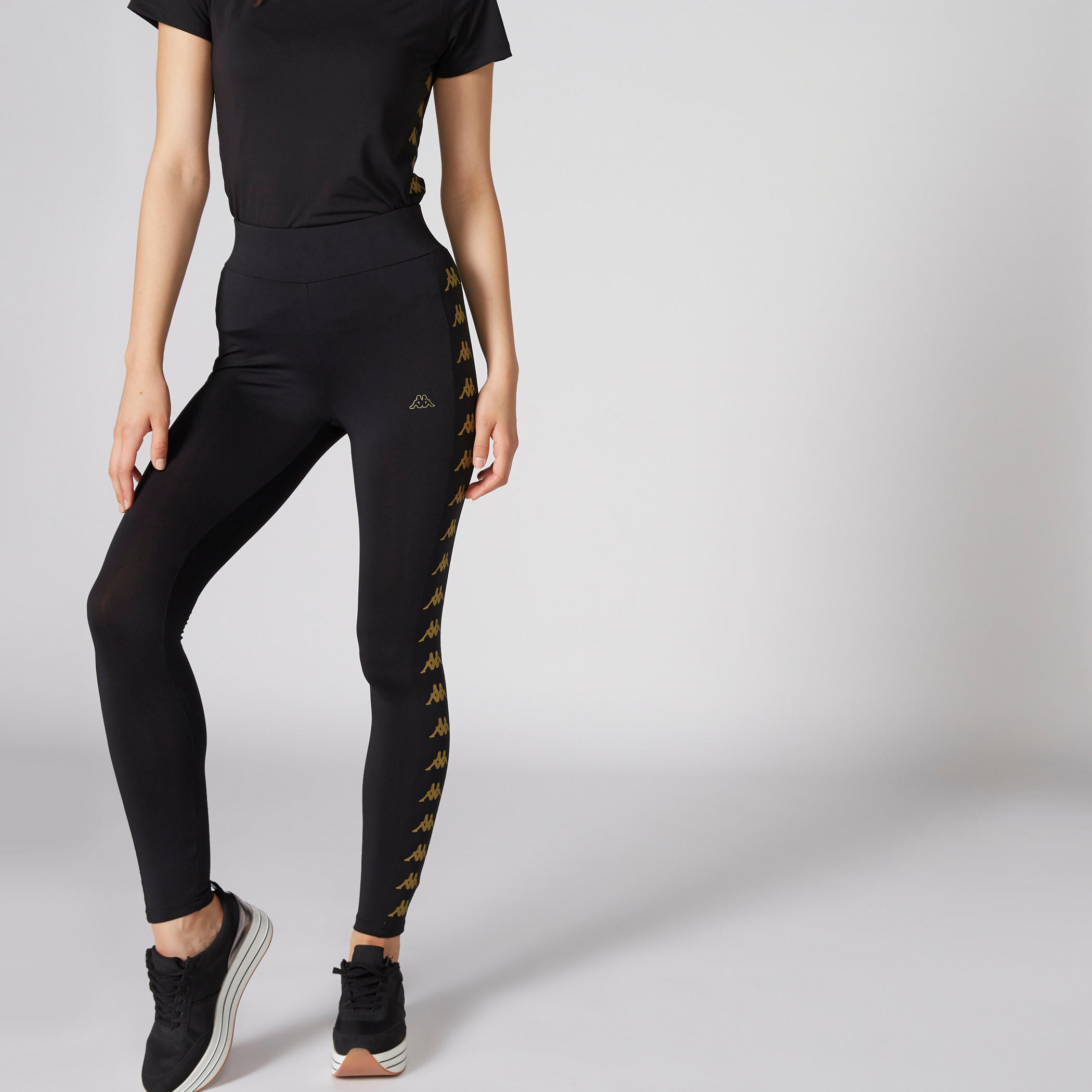 بنطال طويل بخصر مطّاطي مزيّن بشريطة من كابا-women-clothing-bottoms-leggings-image-3