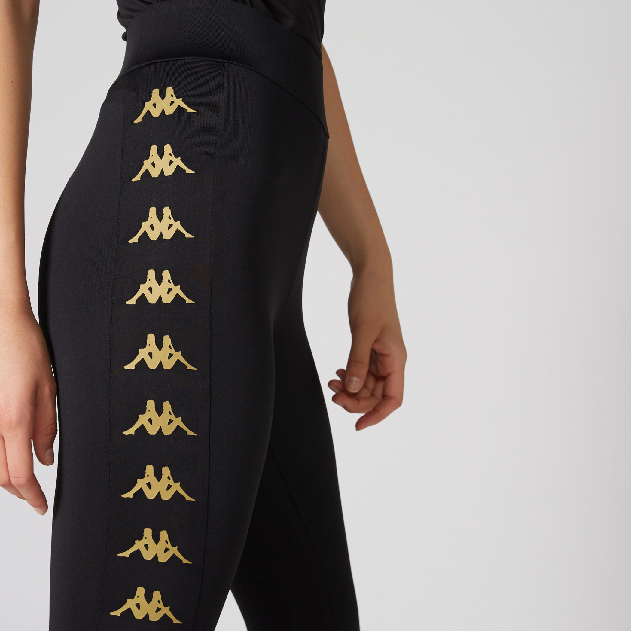 بنطال طويل بخصر مطّاطي مزيّن بشريطة من كابا-women-clothing-bottoms-leggings-image-5