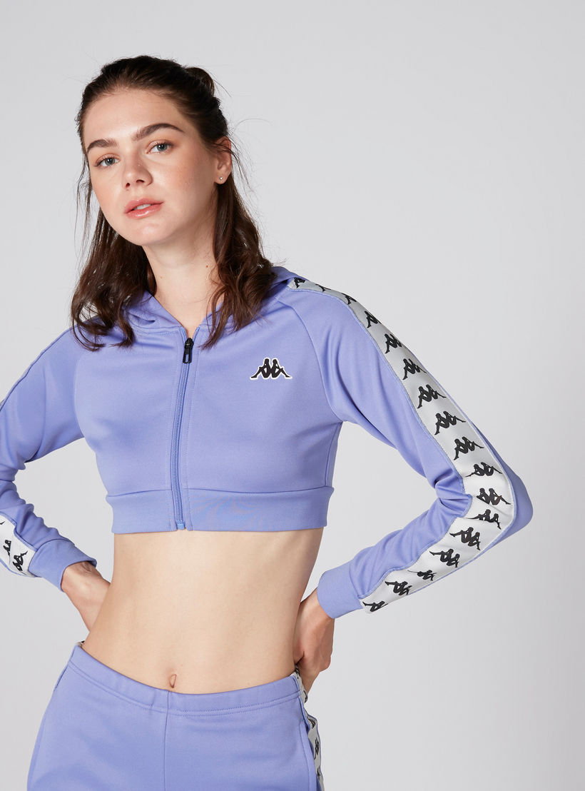 جاكيت قصير بأكمام طويلة وسحاب إغلاق وطبعات وقبعة من كابا-women-clothing-sportswearandactivewear-coatsandjackets-jackets-image-3