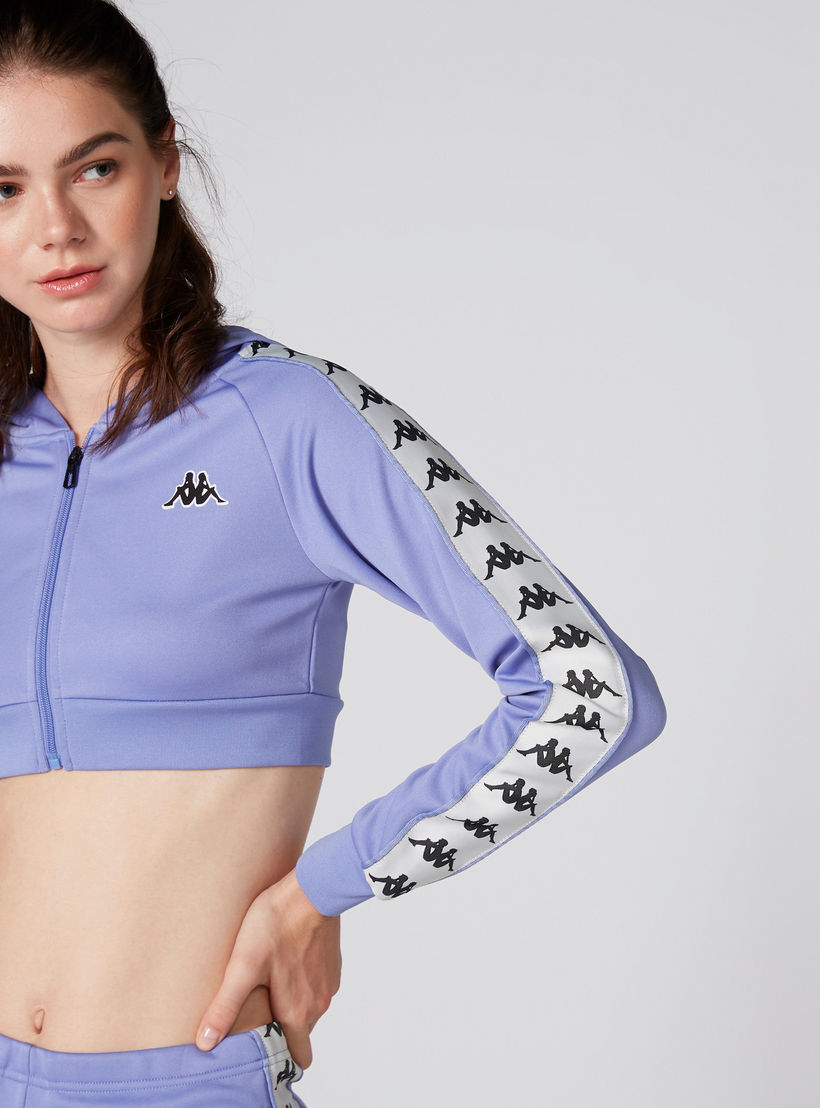 جاكيت قصير بأكمام طويلة وسحاب إغلاق وطبعات وقبعة من كابا-women-clothing-sportswearandactivewear-coatsandjackets-jackets-image-5