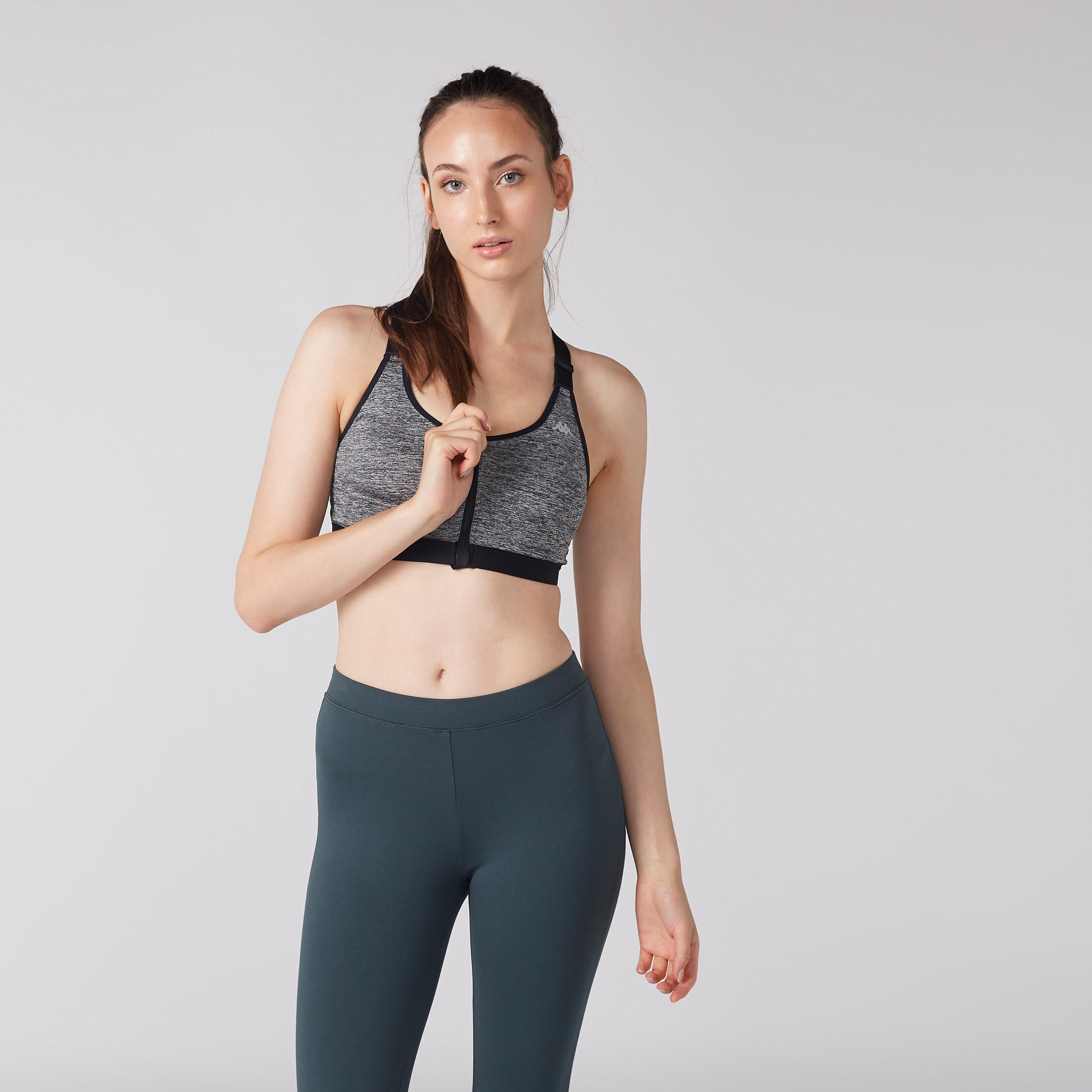 صدرية رياضية ميلانج بتفاصيل سحّاب وظهر متقاطع من كابا-sports-women-clothing-sportsbras-image-1