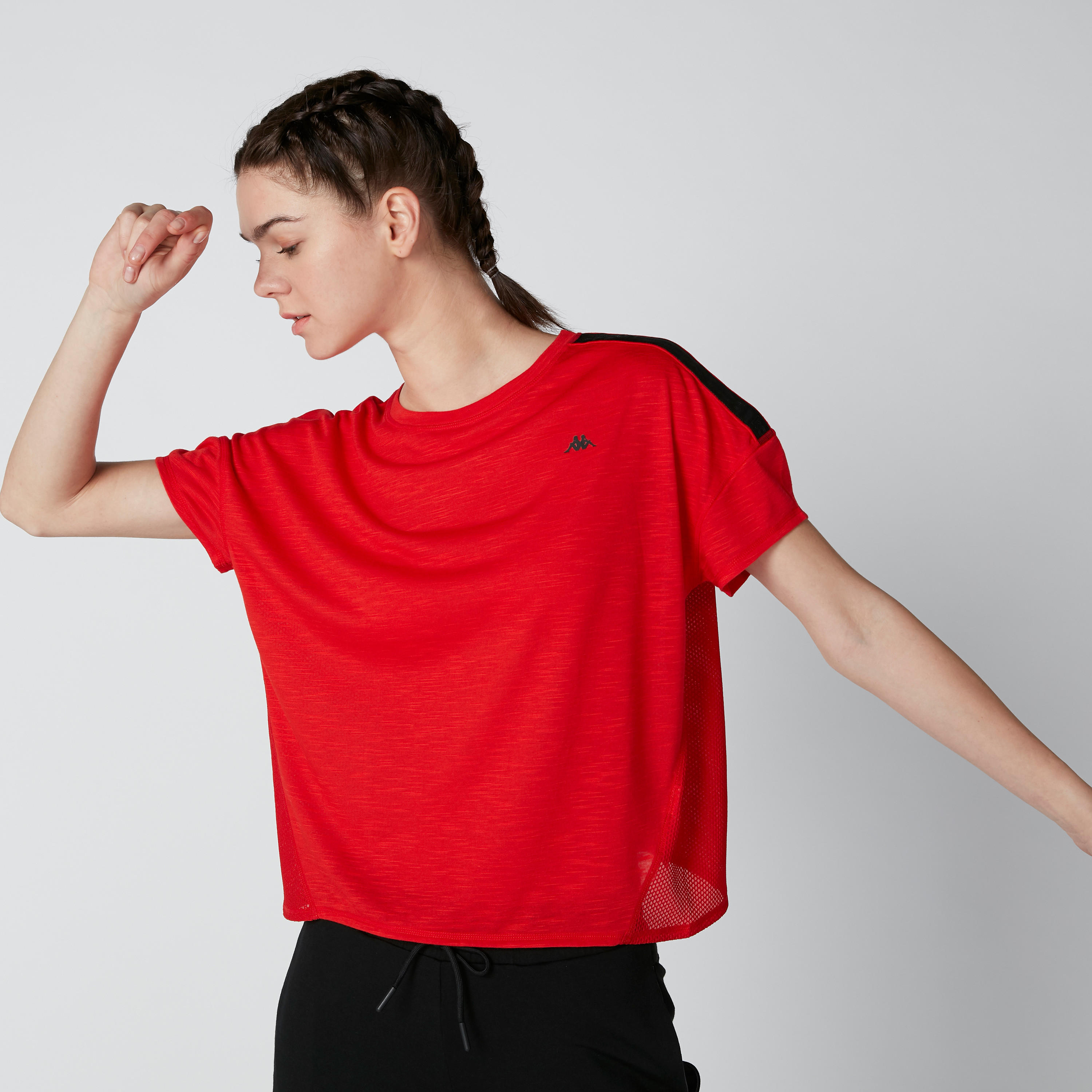 Kappa T-shirt with Asymmetric Hem and Drop Shoulder Sleeves-women-clothing-sportswearandactivewear-tshirtsandvests-image-1