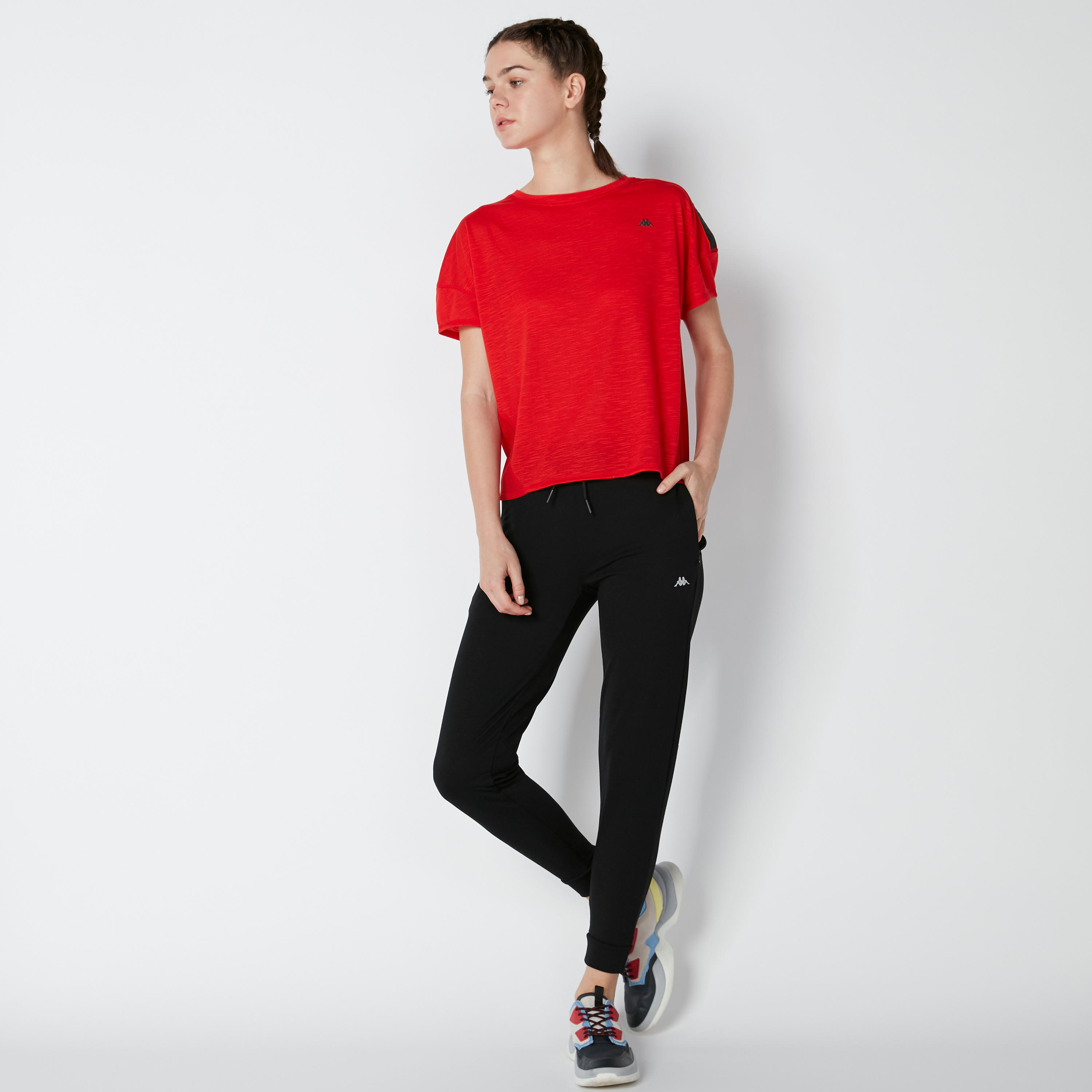 Kappa T-shirt with Asymmetric Hem and Drop Shoulder Sleeves-women-clothing-sportswearandactivewear-tshirtsandvests-image-2