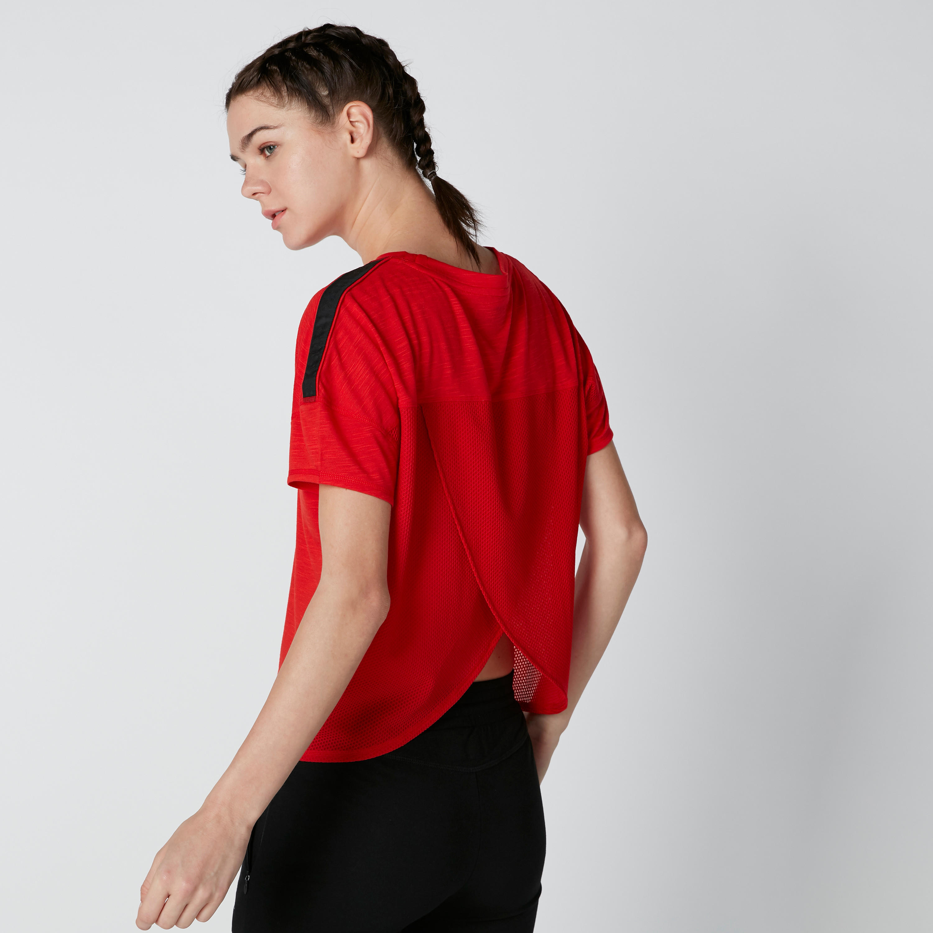 Kappa T-shirt with Asymmetric Hem and Drop Shoulder Sleeves-women-clothing-sportswearandactivewear-tshirtsandvests-image-3