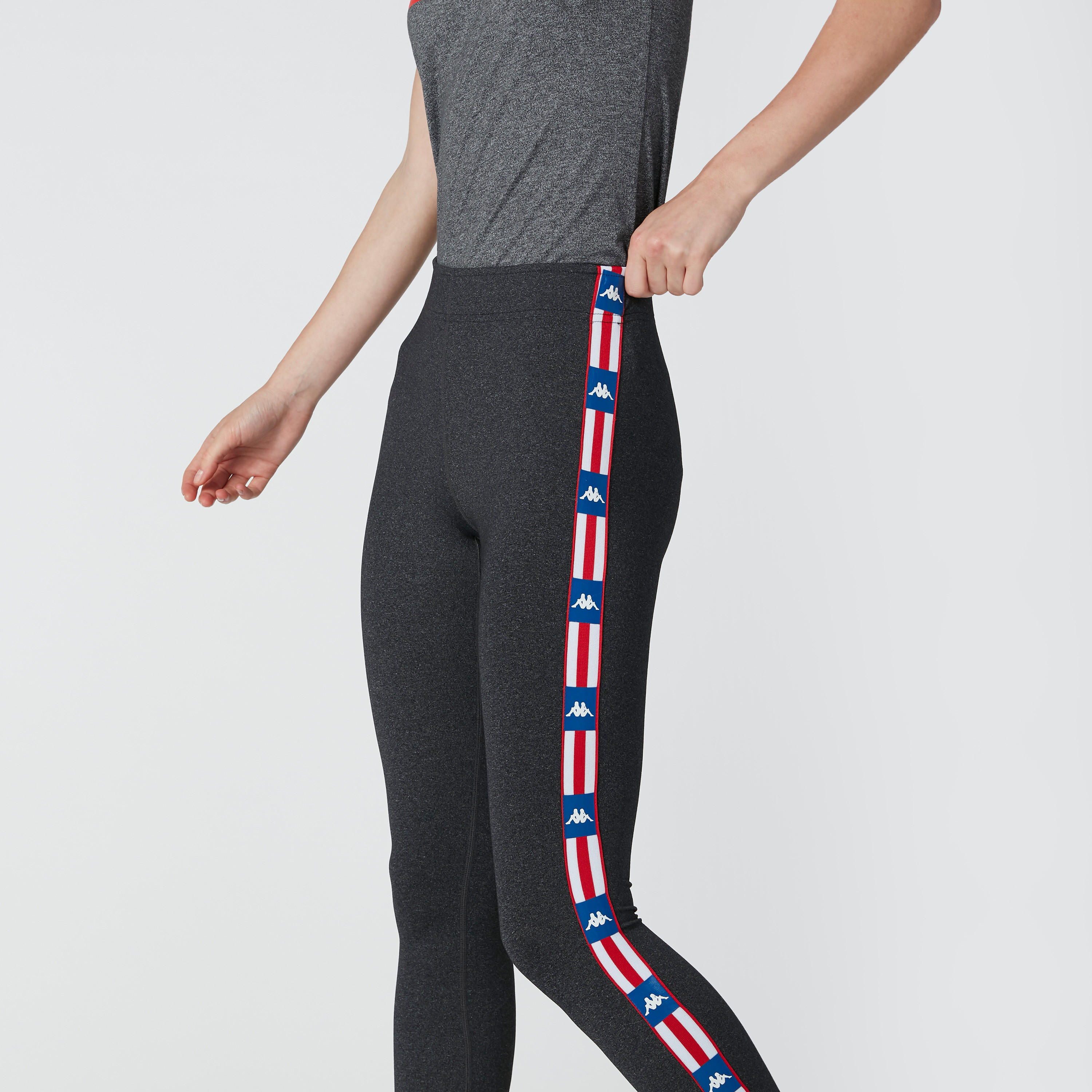 بنطال طويل سليم فيت بخصر متوسط الارتفاع بشريطة وطبعات من كابا-women-clothing-bottoms-leggings-image-6