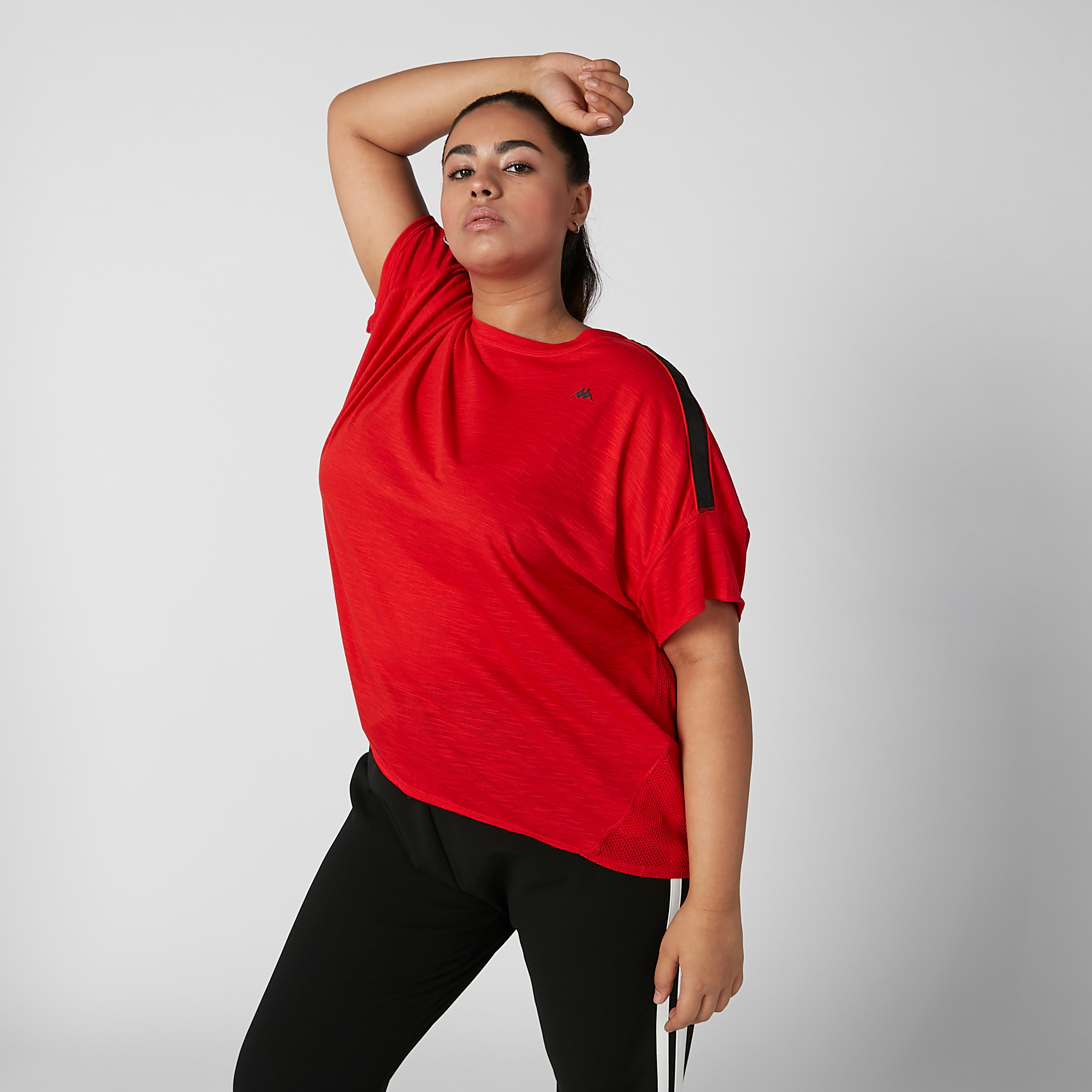 تيشيرت سادة بياقة مستديرة وشريطة من كابا-women-clothing-sportswearandactivewear-tshirtsandvests-image-4