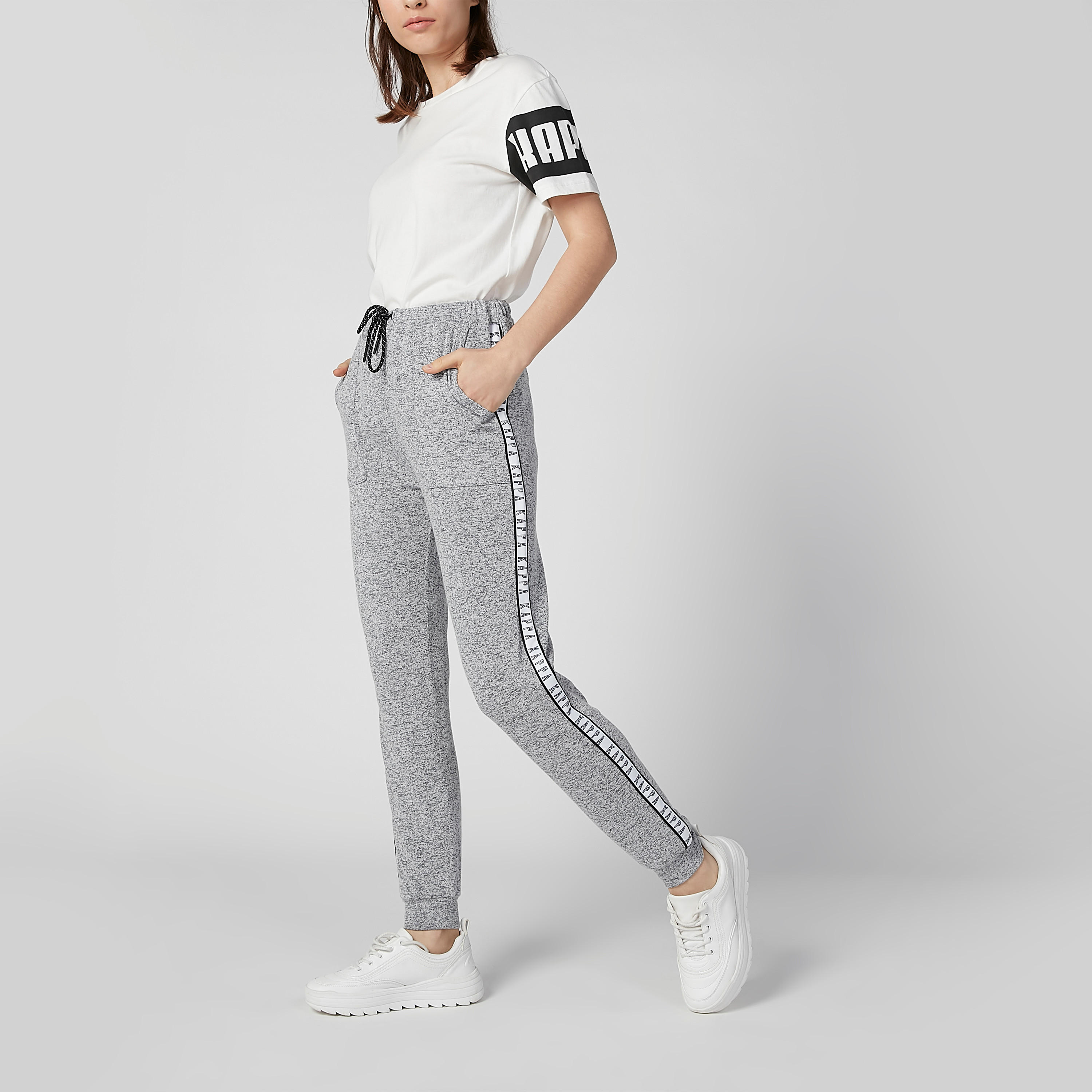 بنطال رياضي طويل بجيوب وشريطة من كابا-women-clothing-bottoms-joggers-image-3