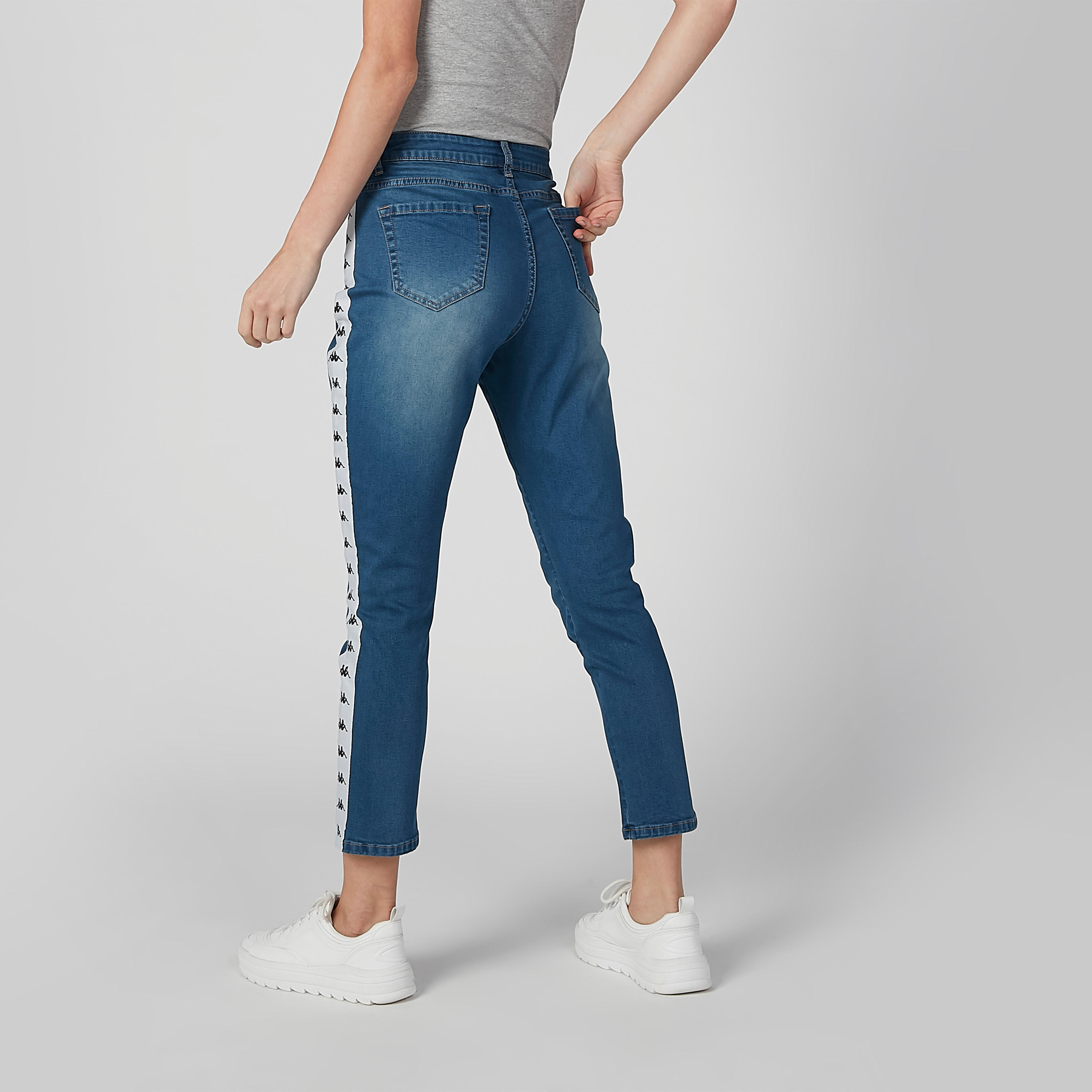 بنطال جينز قصير بجيوب وشريطة بطبعات من كابا-women-clothing-bottoms-jeans-image-5