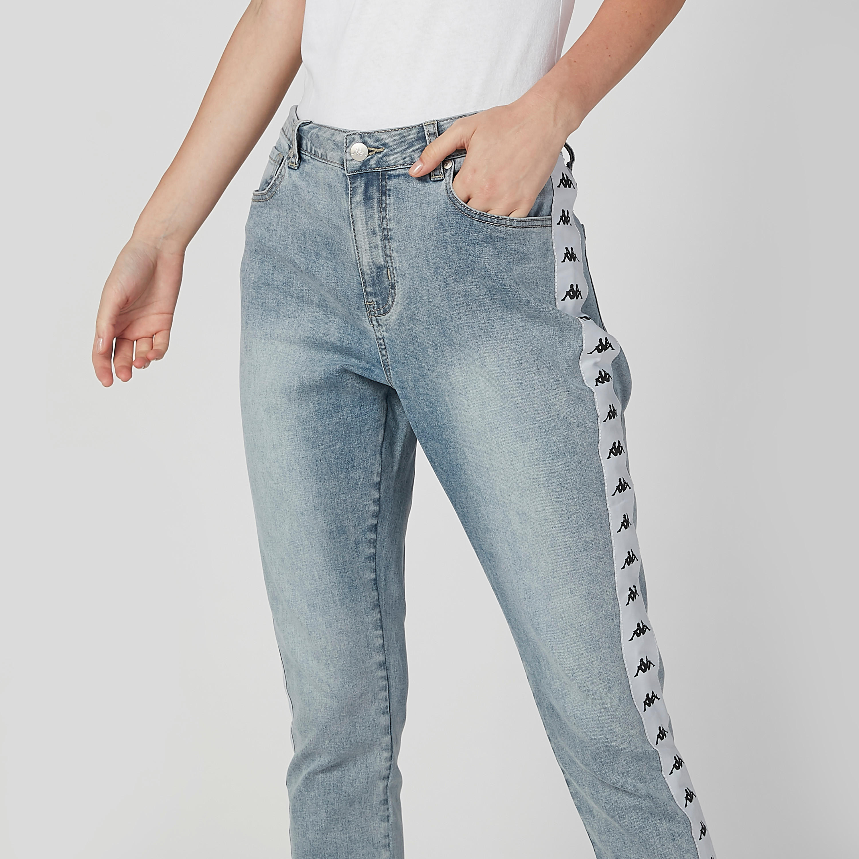 بنطال جينز طويل بجيوب وشريطة بطبعات من كابا-women-clothing-bottoms-jeans-image-3