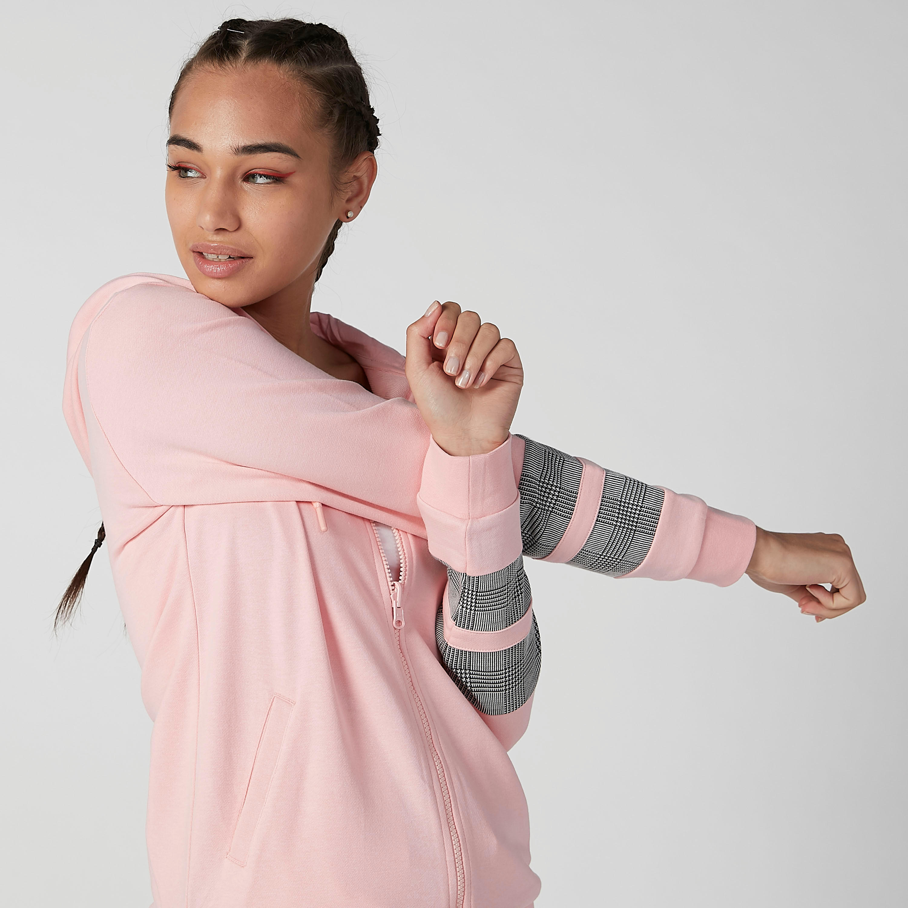 Kappa Printed Jacket with Long Sleeves and Kangaroo Pockets-women-clothing-sportswearandactivewear-coatsandjackets-jackets-image-1