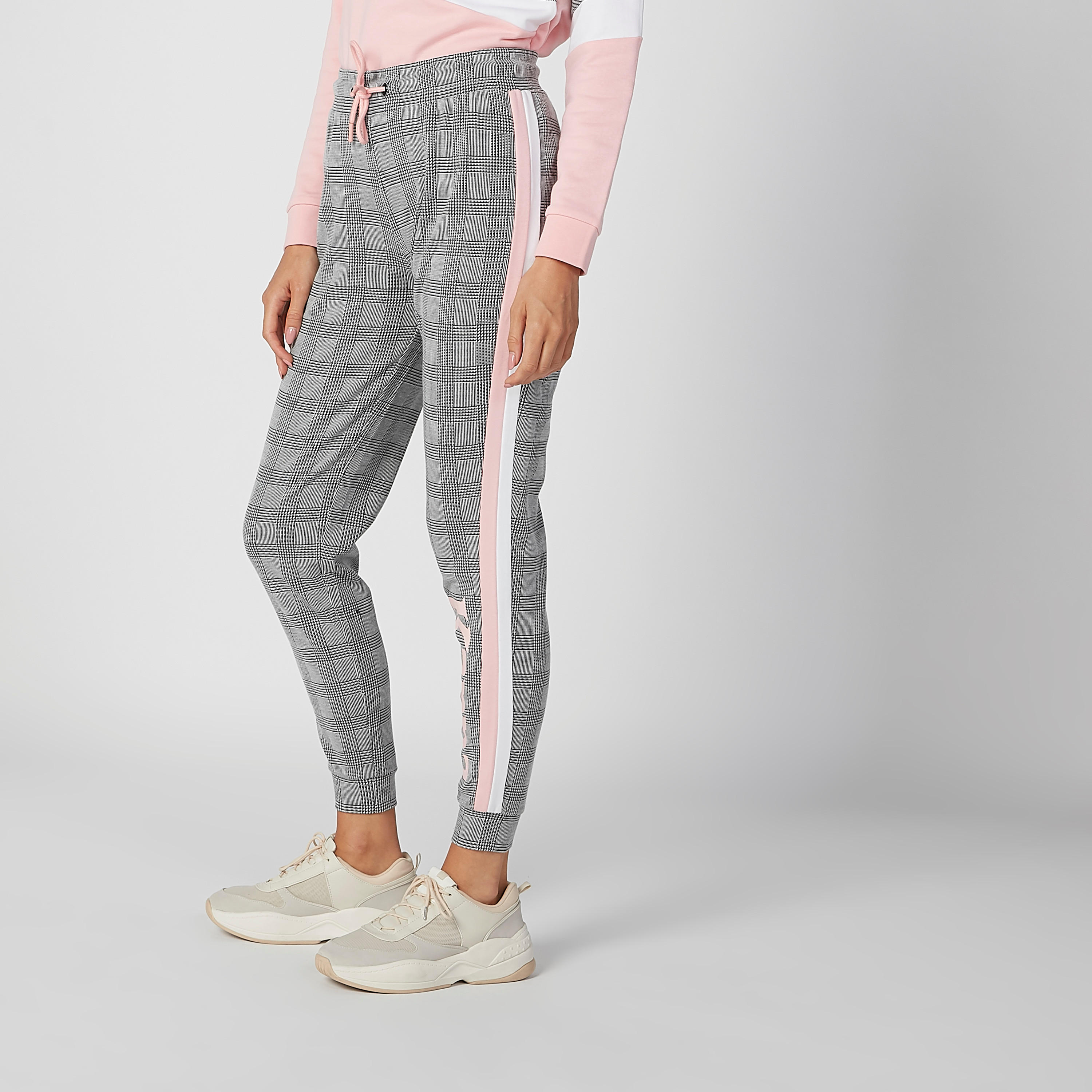 Sustainable Kappa Chequered Full Length Mid Waist Jog Pants-women-clothing-bottoms-joggers-image-1