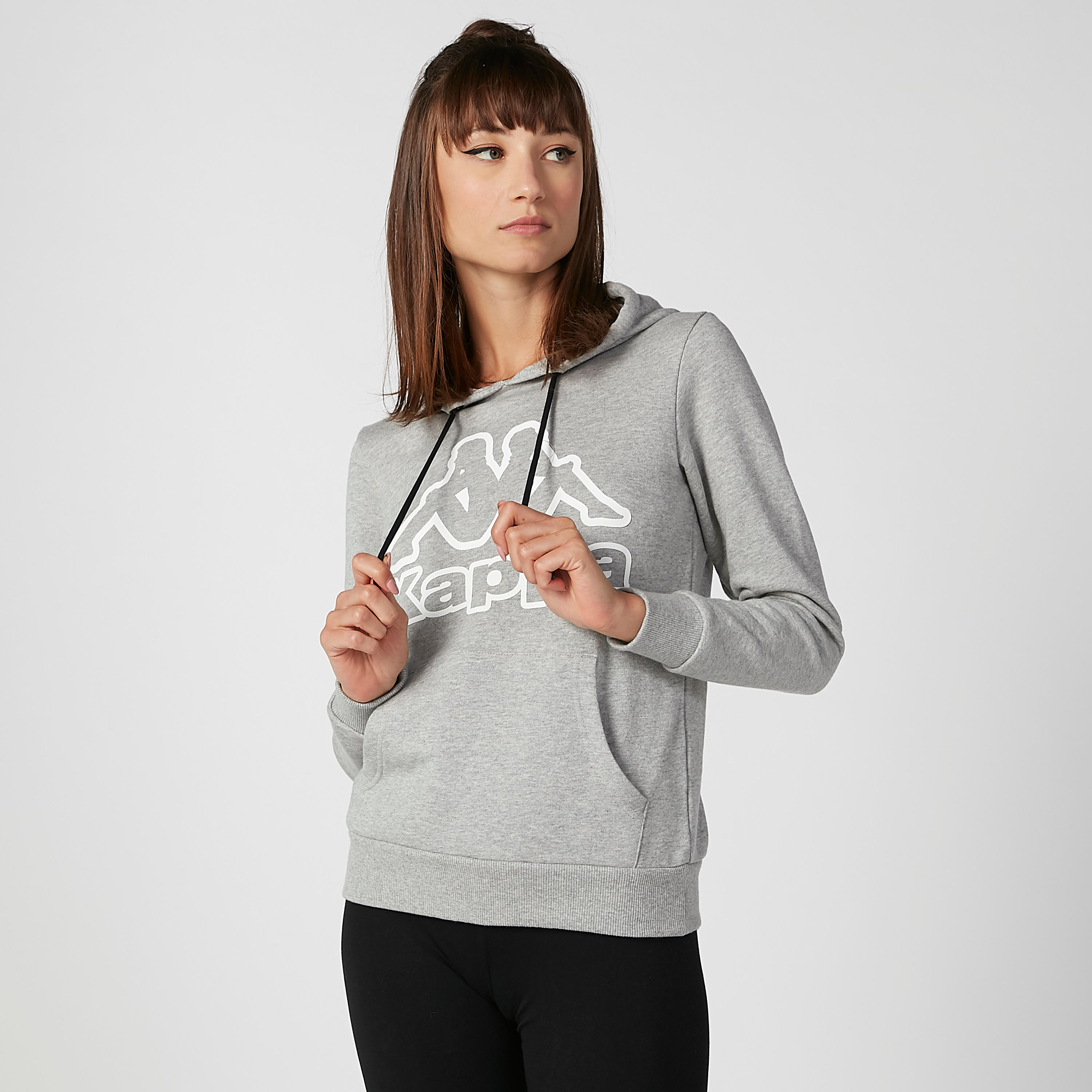 Kappa Printed Sweatshirt with Hood and Kangaroo Pockets-women-clothing-sportswearandactivewear-hoodiesandsweatshirts-image-1