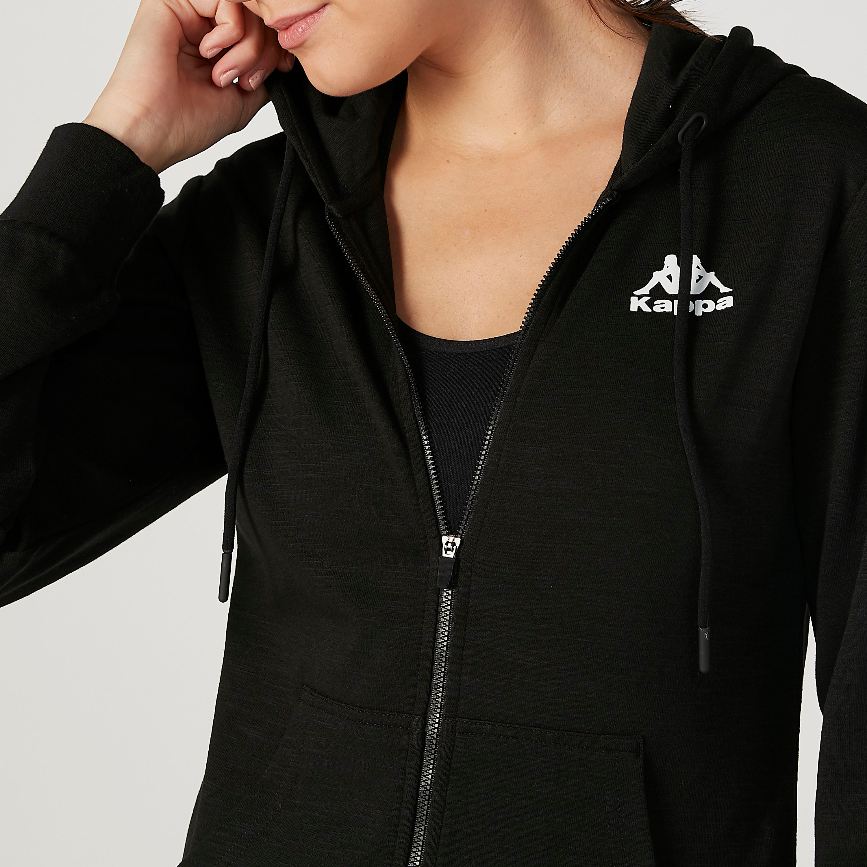 جاكيت سادة بقبّعة وأكمام طويلة من كابا-women-clothing-sportswearandactivewear-coatsandjackets-jackets-image-3